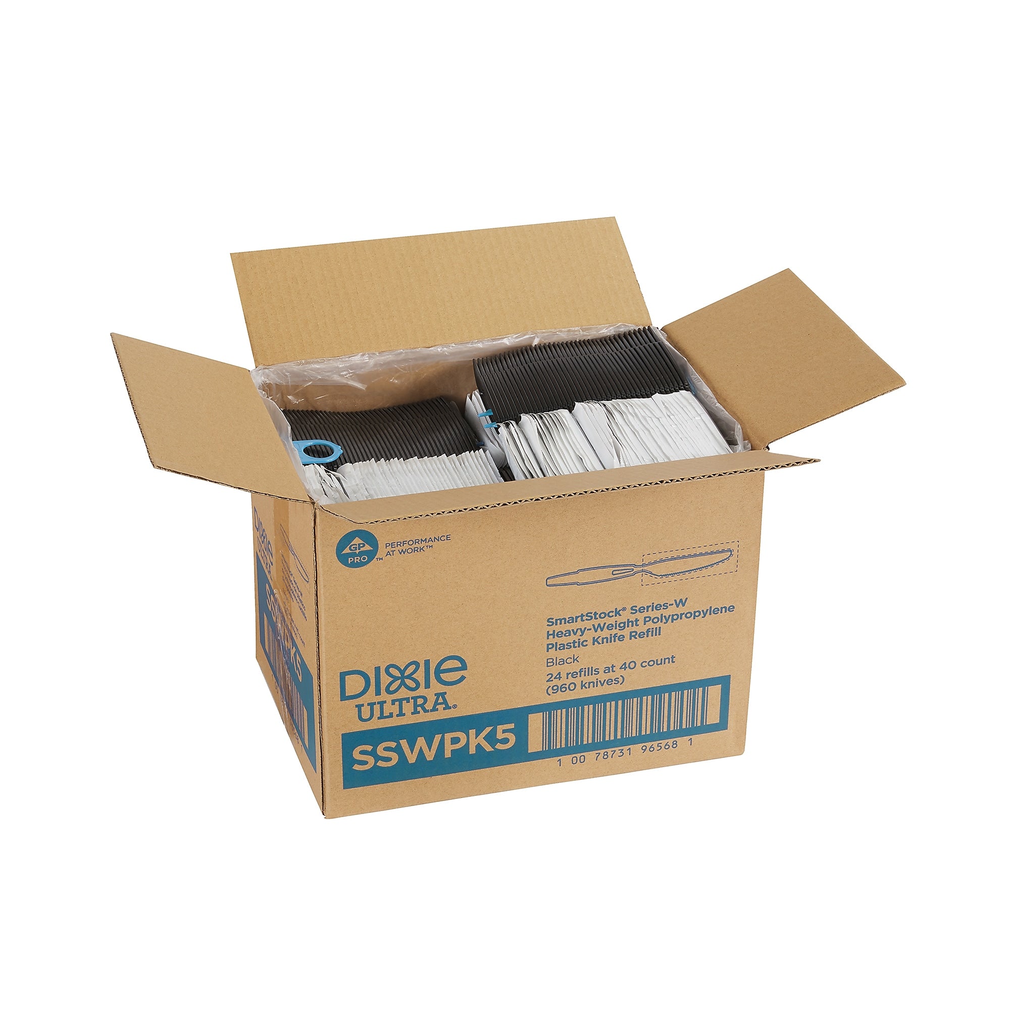 Dixie Ultra SmartStock Series-W Individually Wrapped Polypropylene Knife Refill, Heavy-Weight, Black, 960/Carton