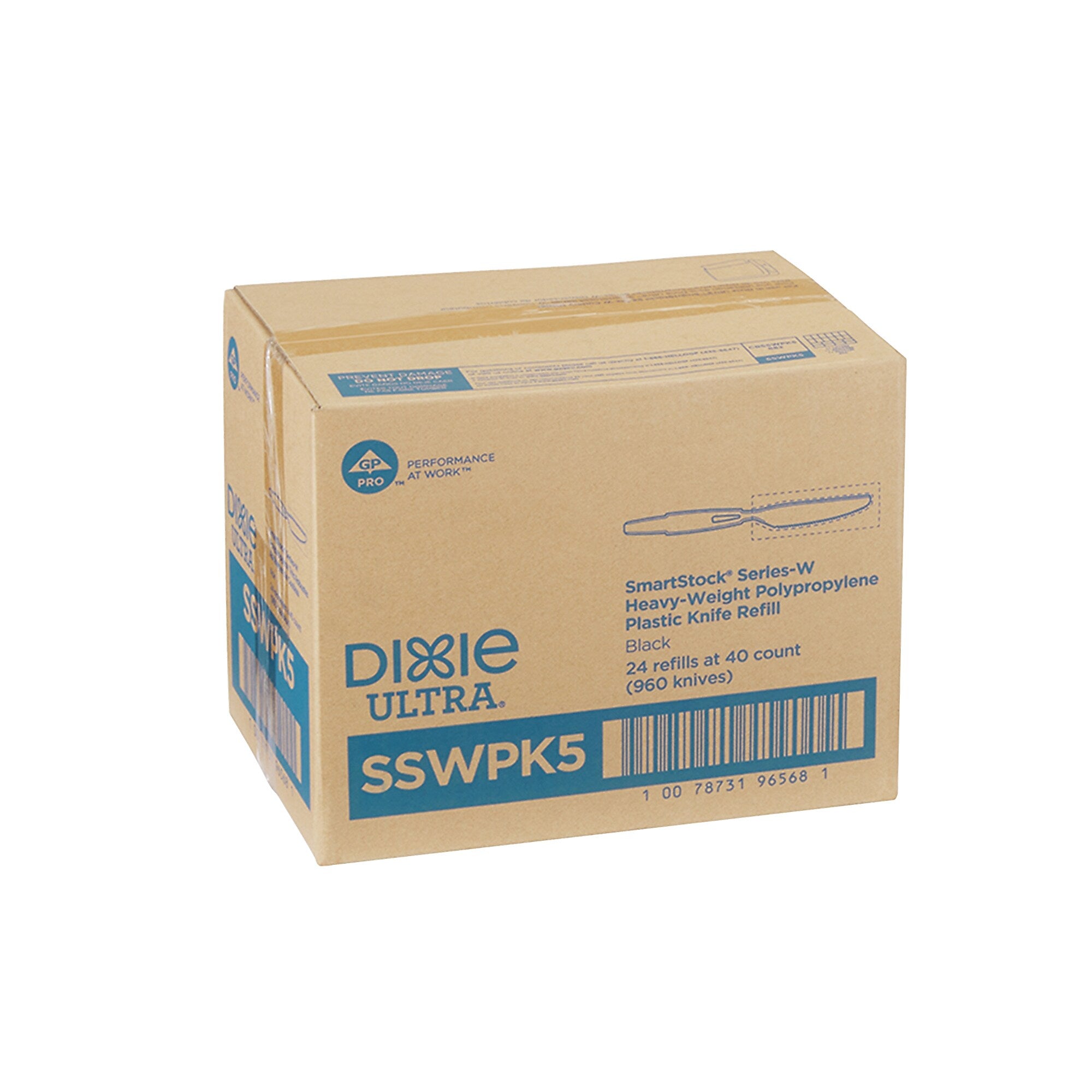Dixie Ultra SmartStock Series-W Individually Wrapped Polypropylene Knife Refill, Heavy-Weight, Black, 960/Carton
