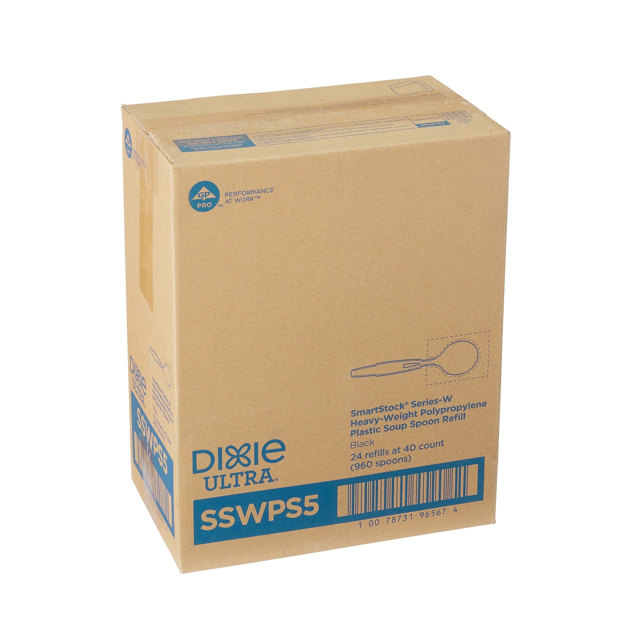Dixie Ultra SmartStock Series-W Individually Wrapped Polypropylene Soup Spoon Refill, Heavy-Weight, Black, 960/Carton