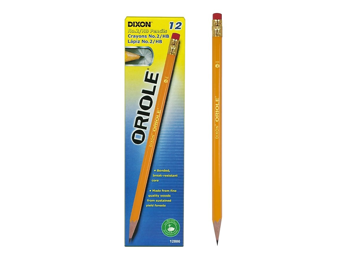 Dixon Oriole Pre-Sharpened Wooden Pencil, 2mm, #2 Soft Lead, Dozen