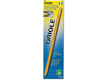 Dixon Oriole Pre-Sharpened Wooden Pencil, 2mm, #2 Soft Lead, Dozen