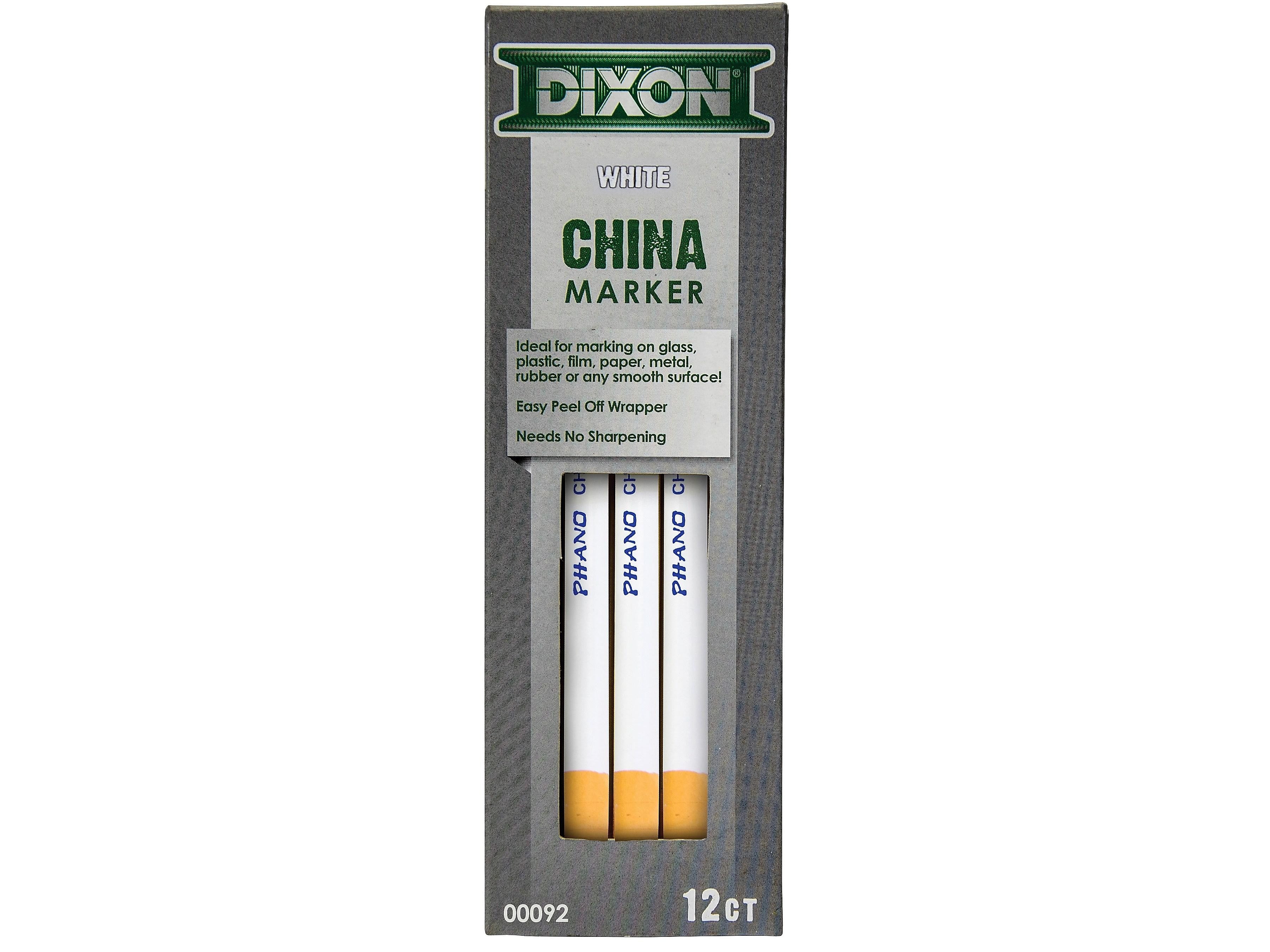 Dixon Phano Bold Tip China Markers, White, Dozen