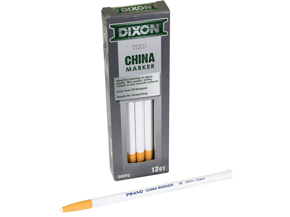 Dixon Phano Bold Tip China Markers, White, Dozen