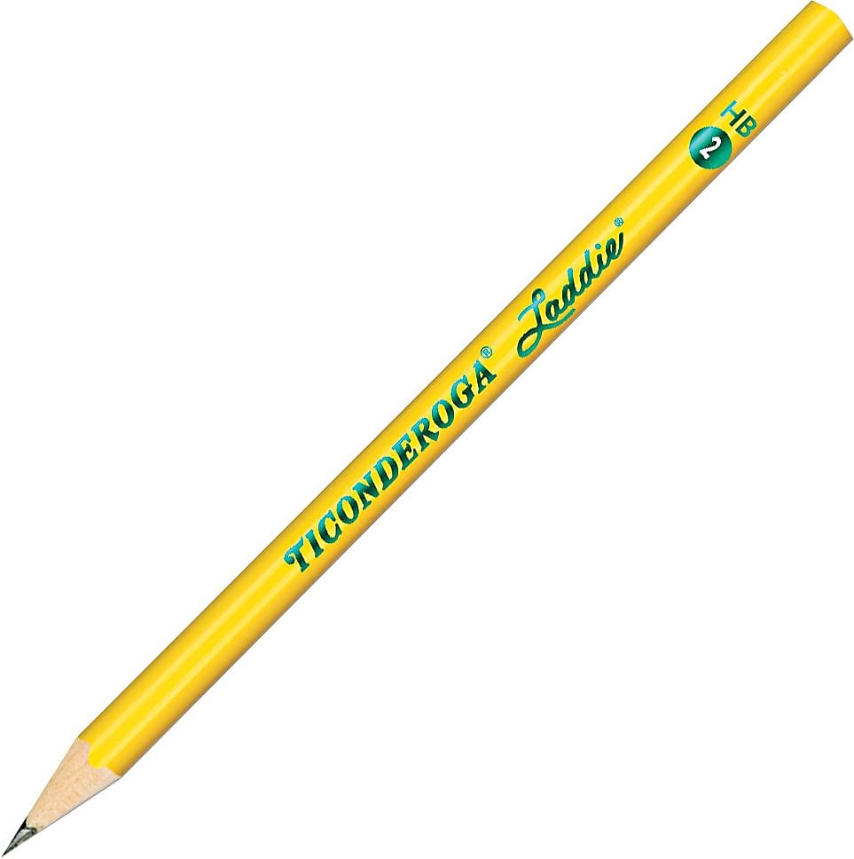 Dixon Ticonderoga Laddie Woodcase Pencil without Eraser, Yellow, No. 2 Soft Lead, Dozen