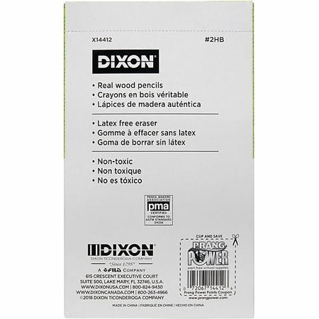 Dixon Wooden Pencil, 2.2mm, #2 Soft Lead, 144/Box