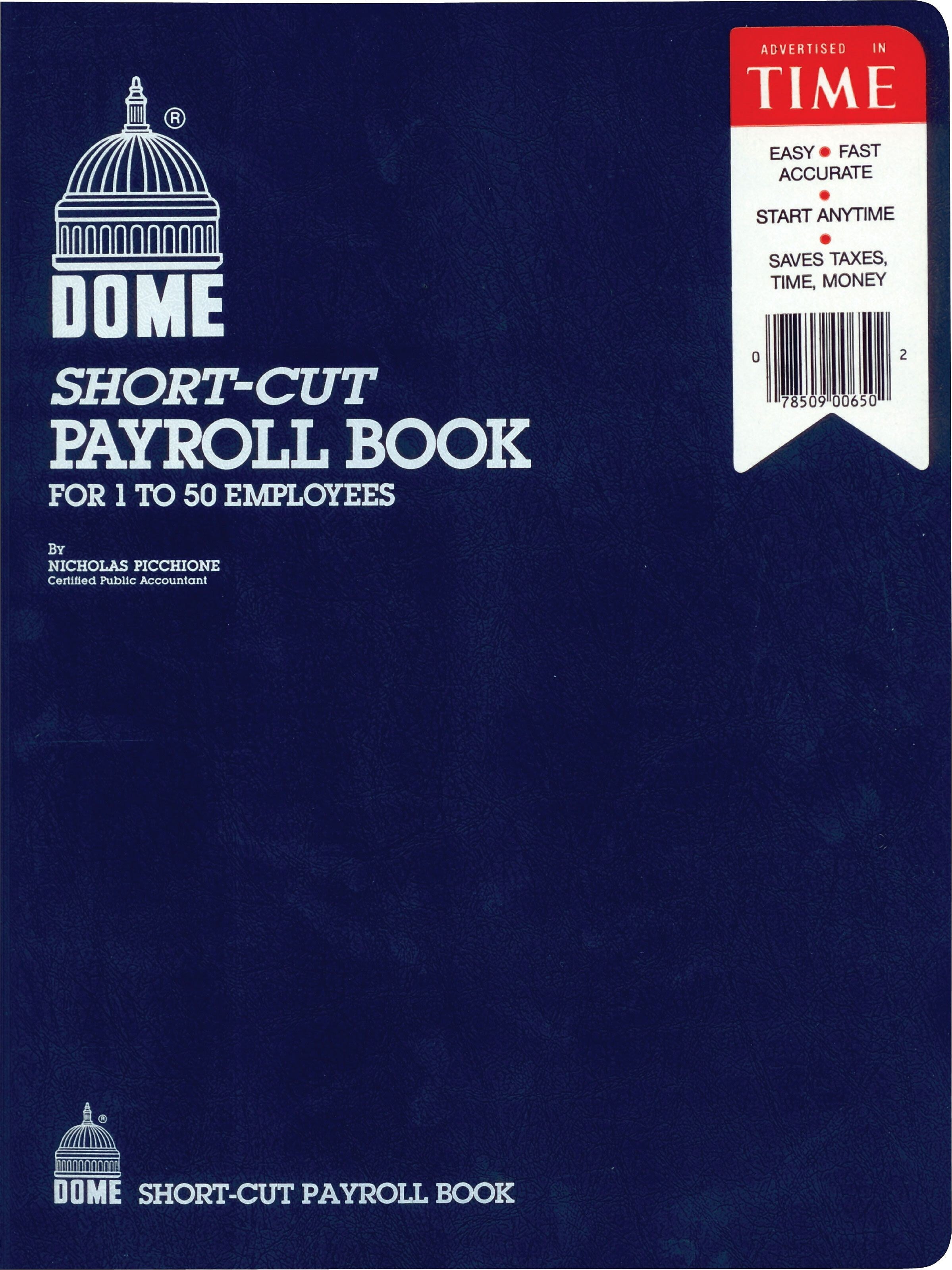 Dome Short-Cut Payroll Book, 8 Columns, 11.25