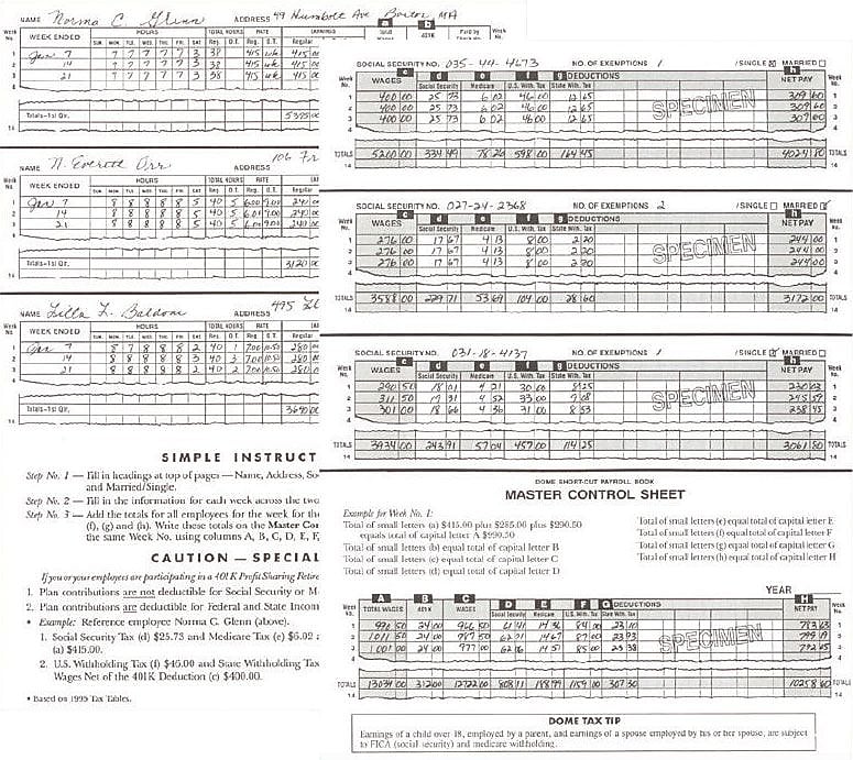 Dome Short-Cut Payroll Book, 8 Columns, 11.25