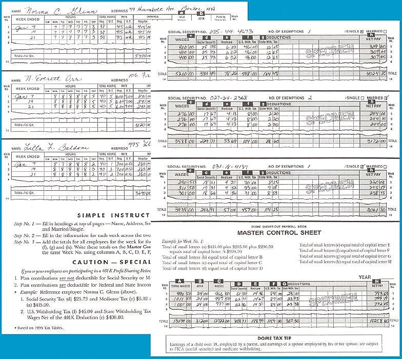 Dome Short-Cut Payroll Book, 8 Columns, 11.25