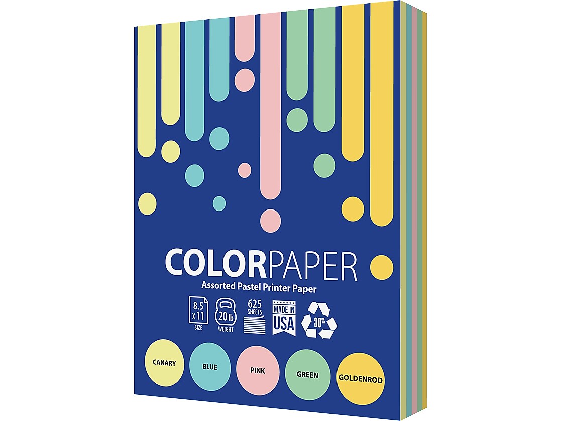 Domtar 30% Recycled Colored Paper, 20 lbs., 8.5