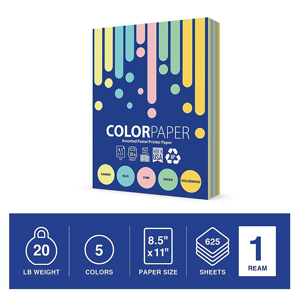 Domtar 30% Recycled Colored Paper, 20 lbs., 8.5