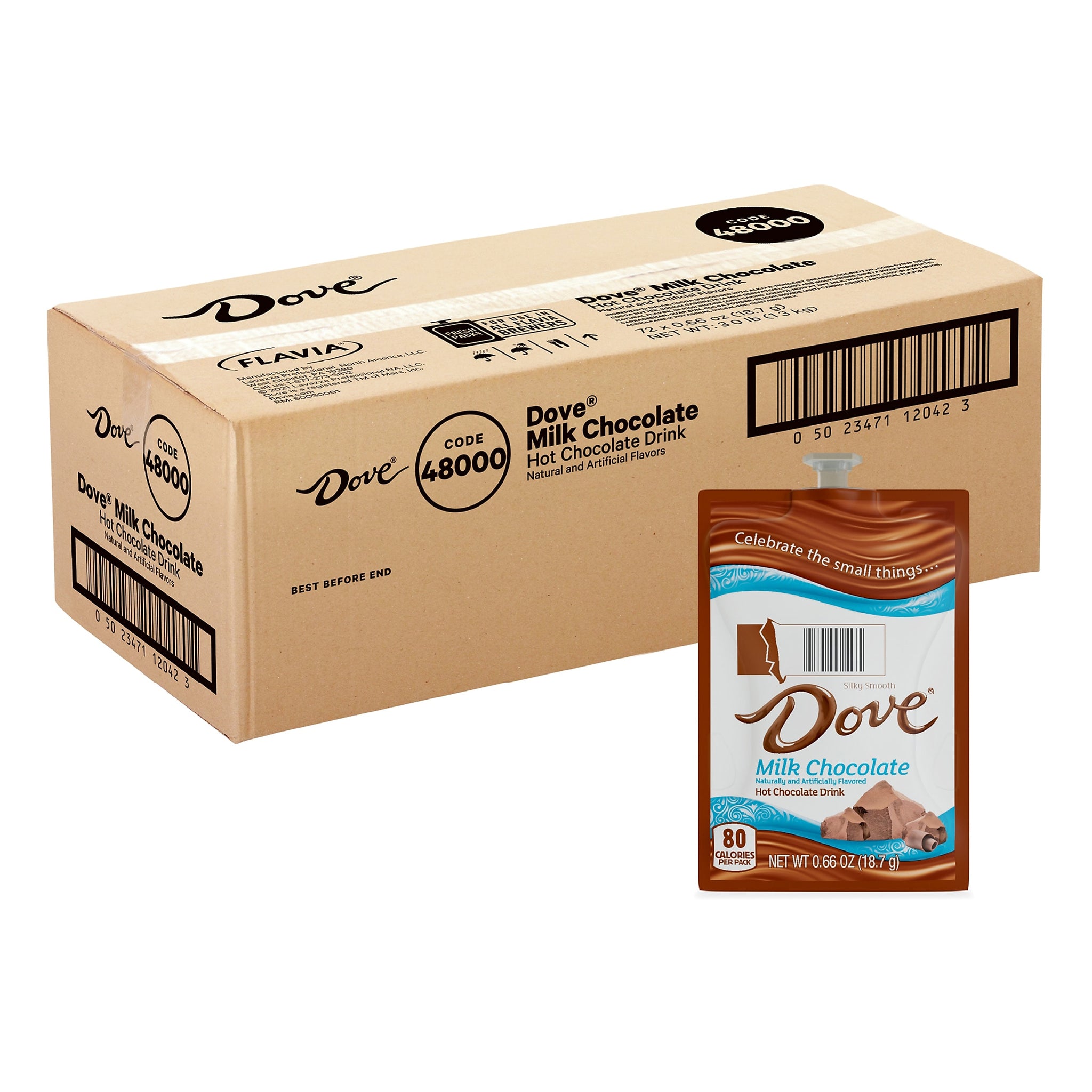 Dove Silky Smooth Milk Chocolate Hot Cocoa, Flavia Freshpack, 72/Carton