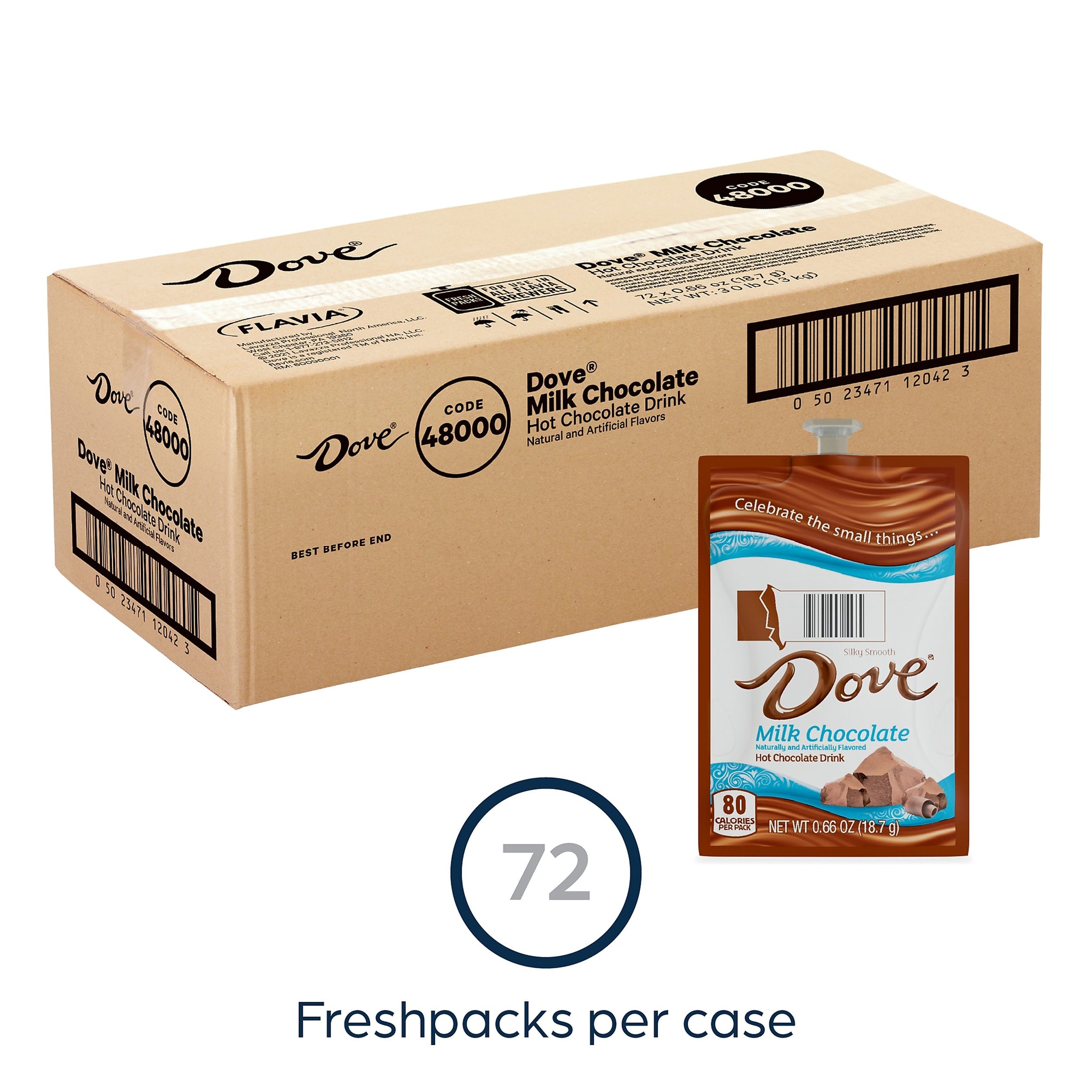 Dove Silky Smooth Milk Chocolate Hot Cocoa, Flavia Freshpack, 72/Carton