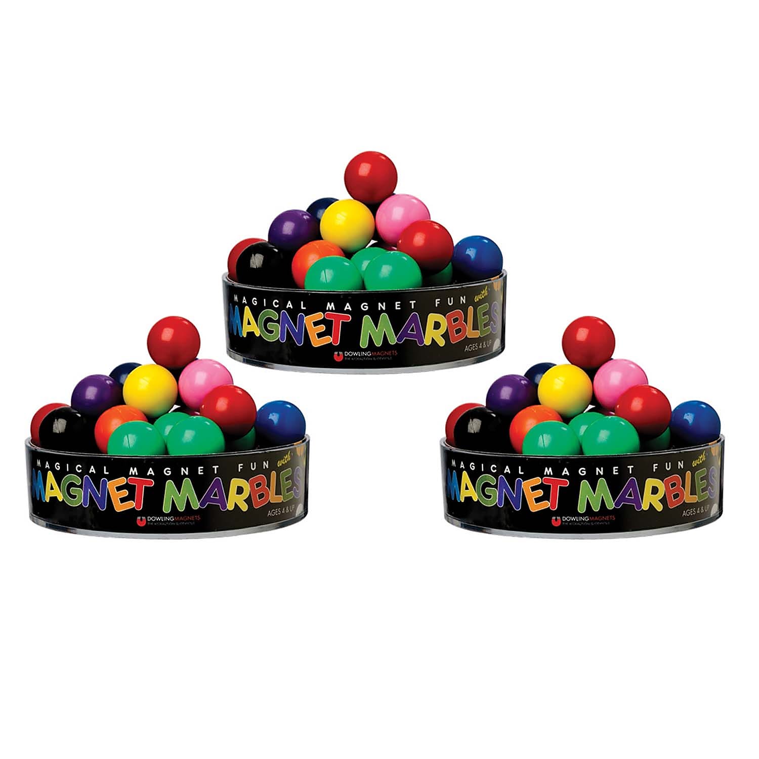 Dowling Magnets 20 Magnet Marbles, Assorted Colors, 3 Packs