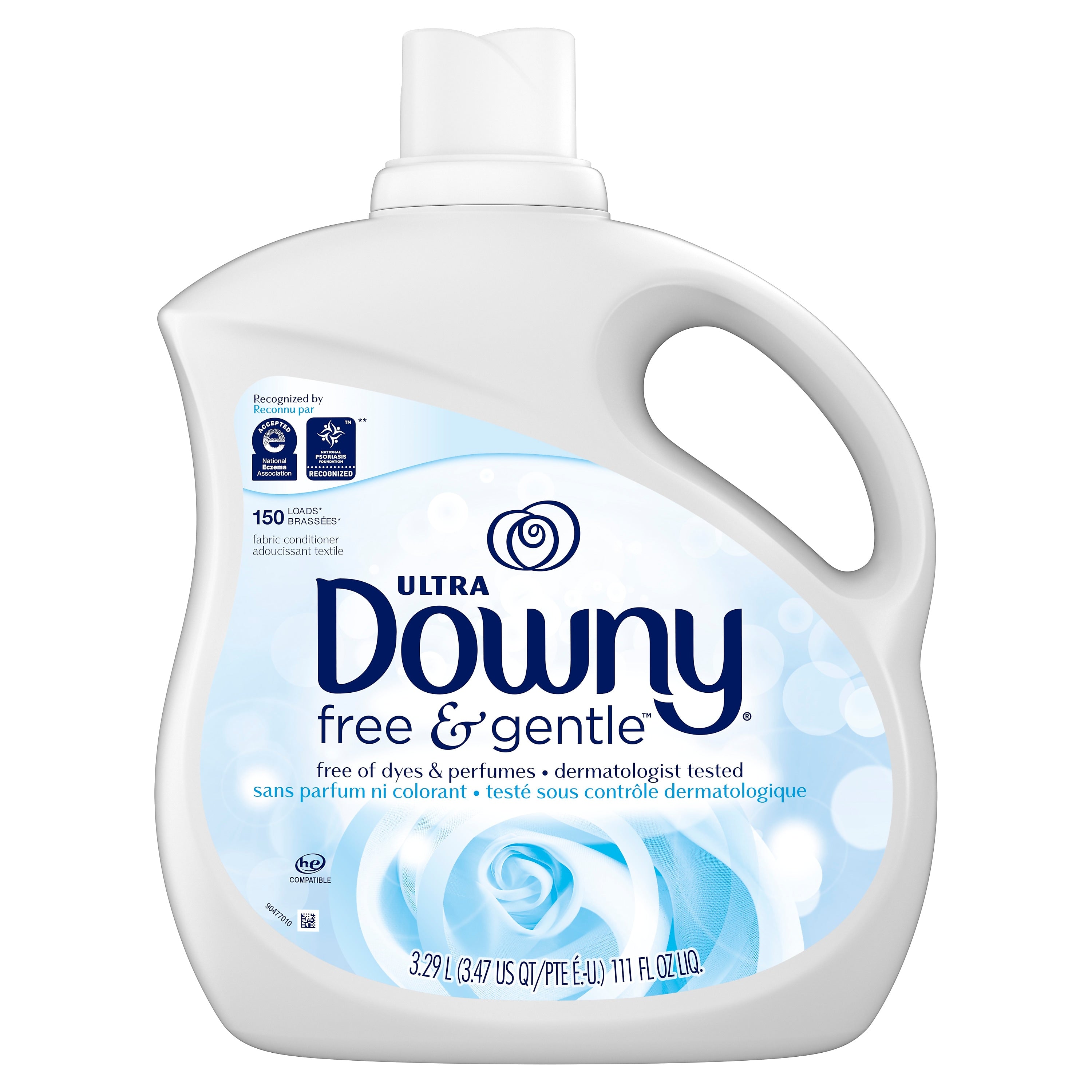 Downy Ultra Free & Gentle Fabric Softener, Unscented, 150 Loads, 111 oz.