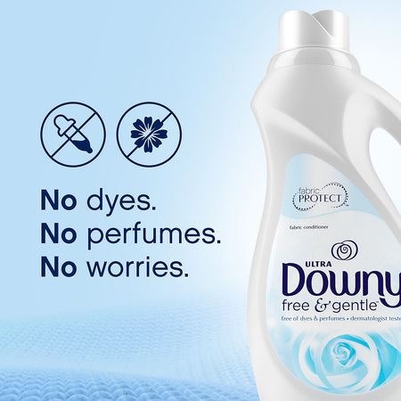 Downy Ultra Free & Gentle Fabric Softener, Unscented, 150 Loads, 111 oz.