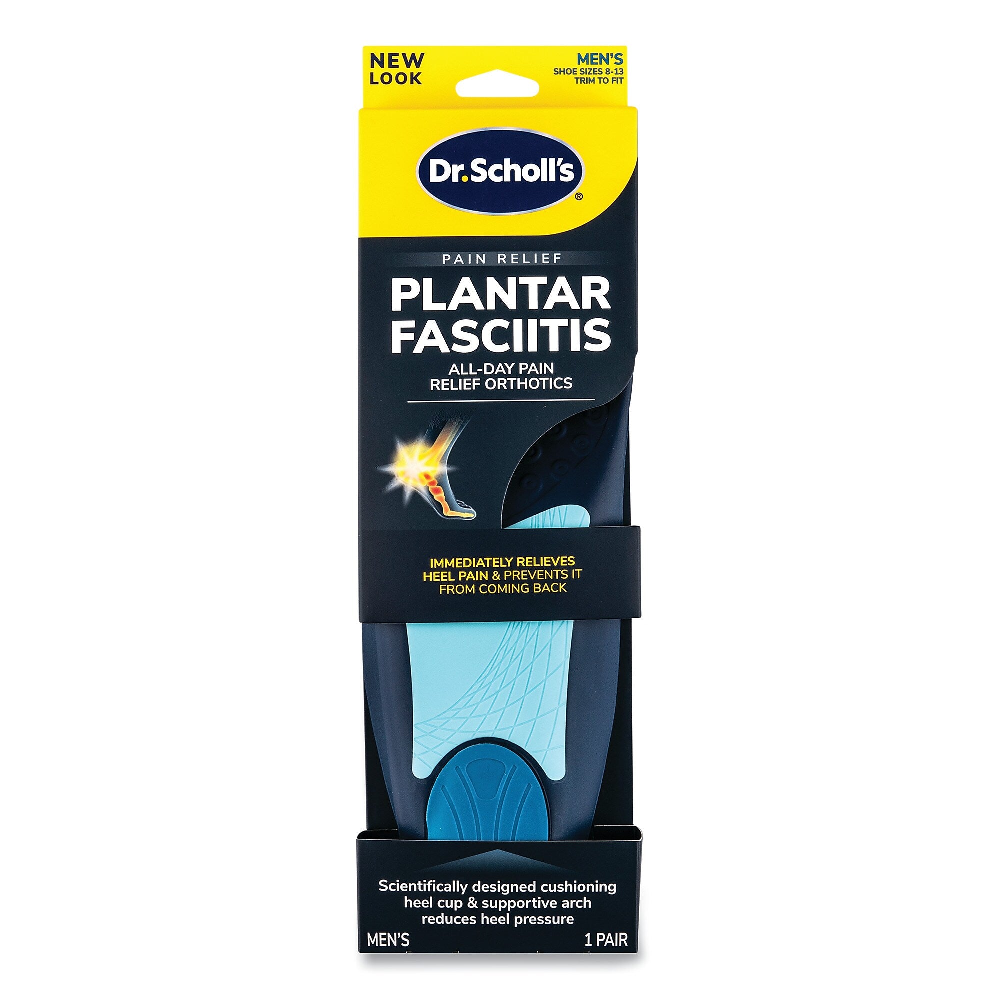 Dr. Scholl's Plantar Fasciitis All-Day Pain Relief Orthotics for Men, Men Size 8 to 13, Blue