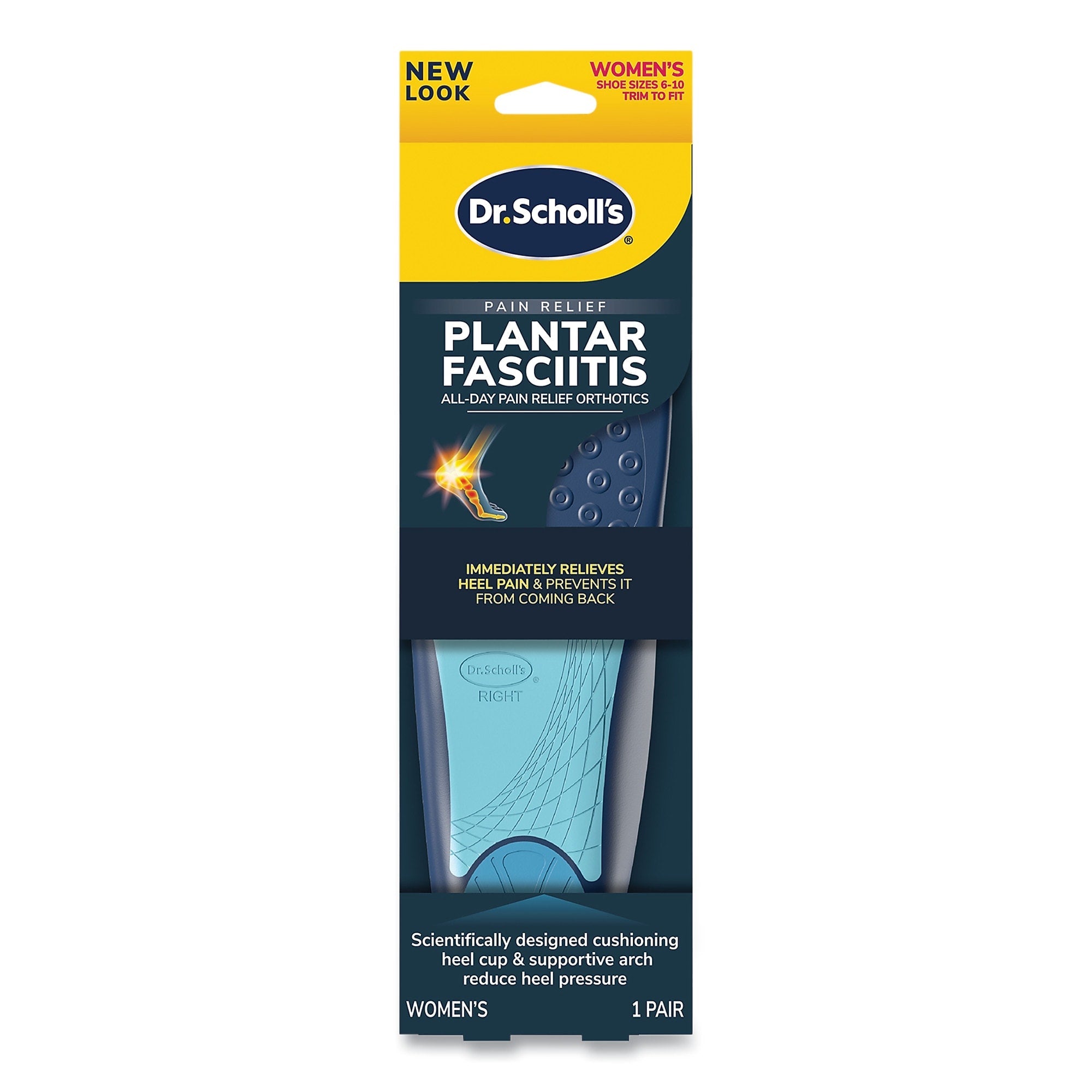 Dr. Scholl's Plantar Fasciitis All-Day Pain Relief Orthotics for Women, Women Size 6 to 10, Blue