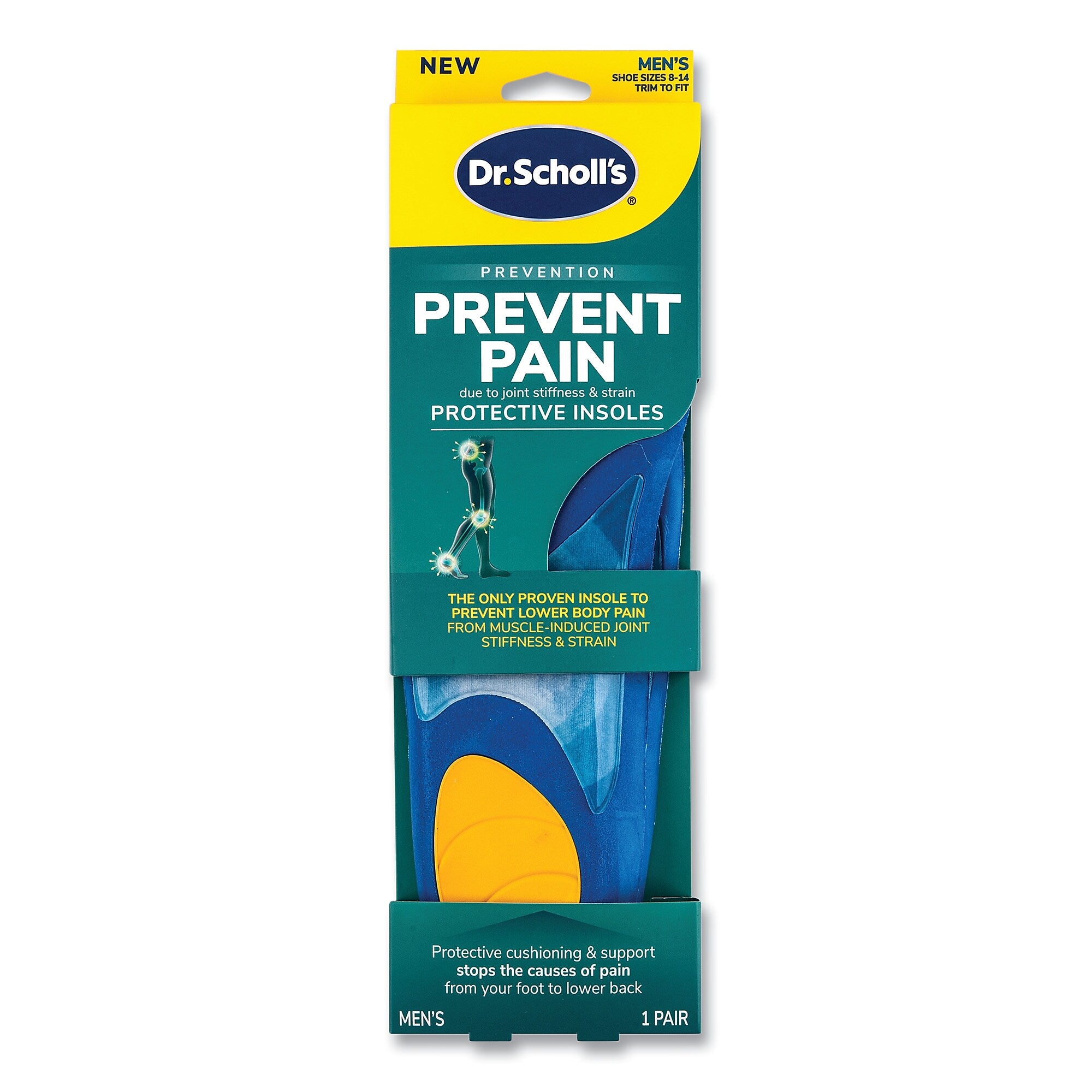 Dr. Scholl's Prevent Pain Protective Insoles for Men, Men's Size 8 to 14, Blue