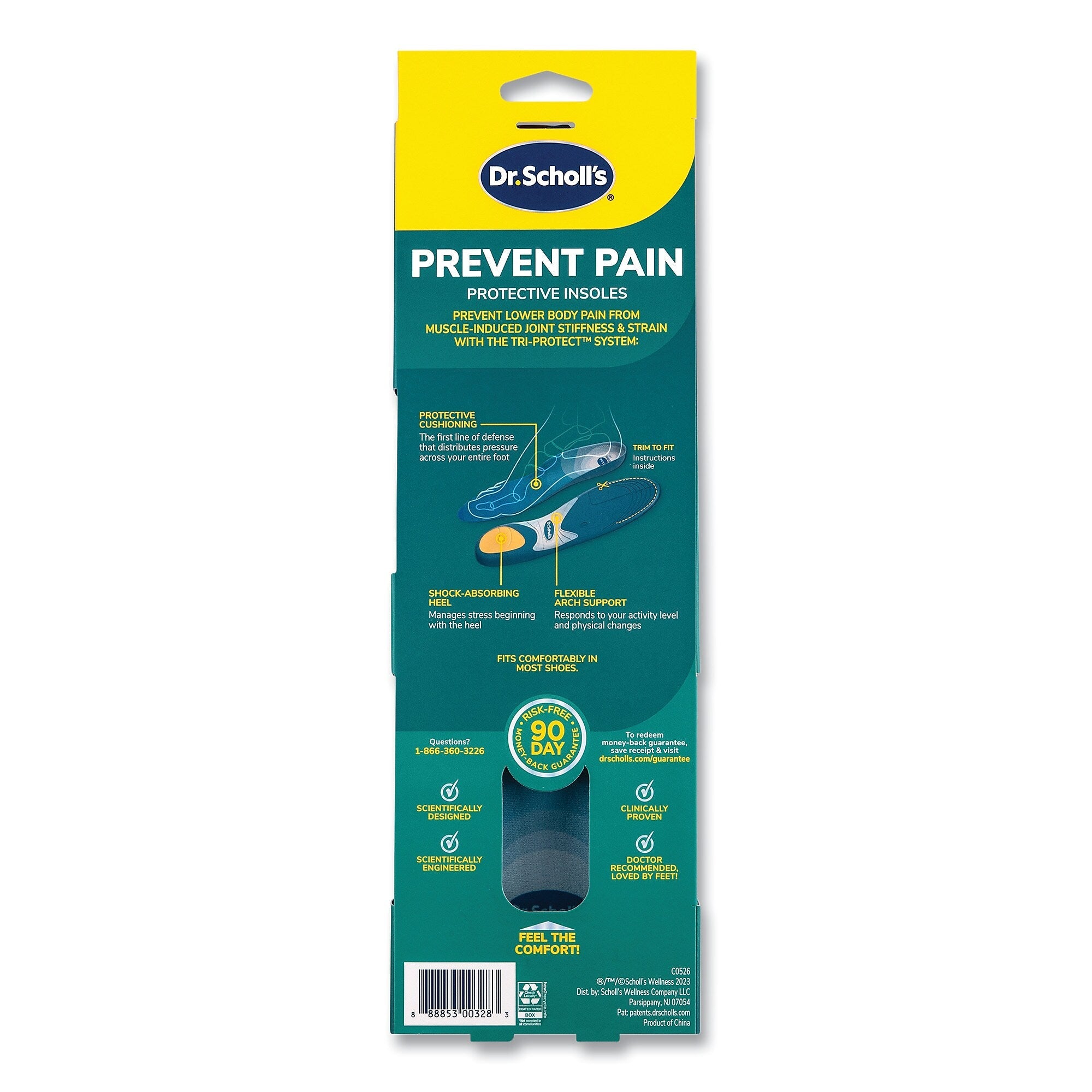 Dr. Scholl's Prevent Pain Protective Insoles for Men, Men's Size 8 to 14, Blue