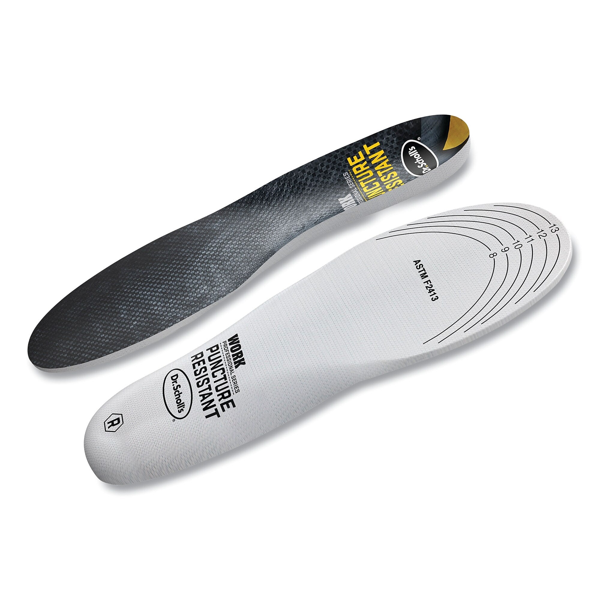 Dr. Scholl's Professional Series Work Puncture Resistant Insoles for Men, Men's Size 8 to 14, Black