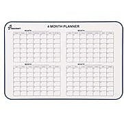 Dry-Erase Calendar, w/ Hangers, 4-Month, 24"x36", White