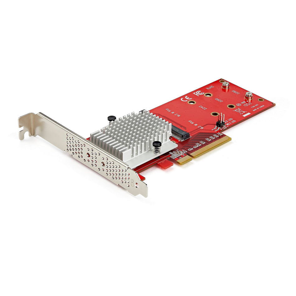 Dual M.2 PCIe SSD Adapter Card - x8 / x16 Dual NVMe or AHCI M.2 SSD to PCI Express 3.0 - M.2 NGFF PCIe  Compatible