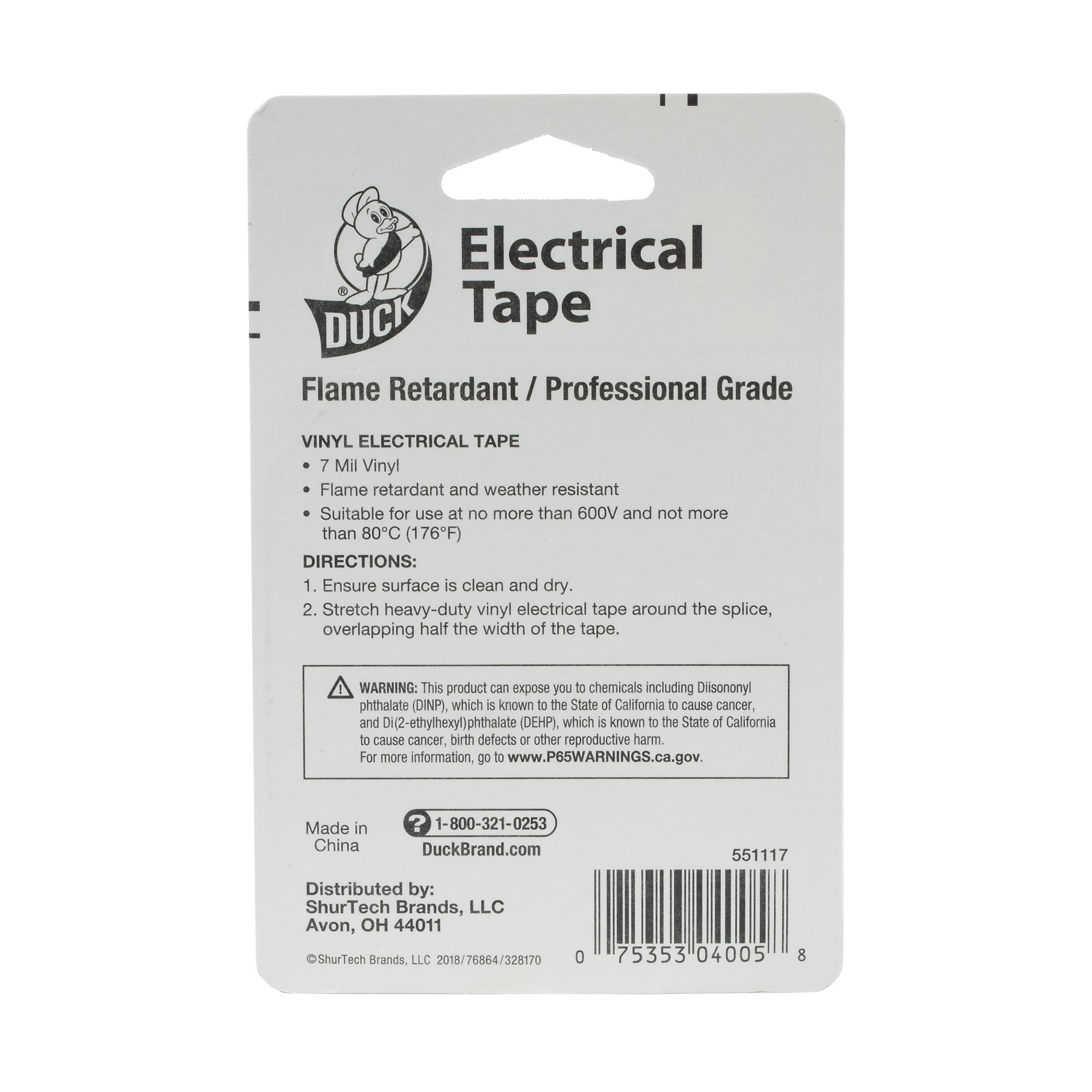 Duck® Brand .75 in. x 66 ft. x 7 mil. Professional Electrical Tape, Black