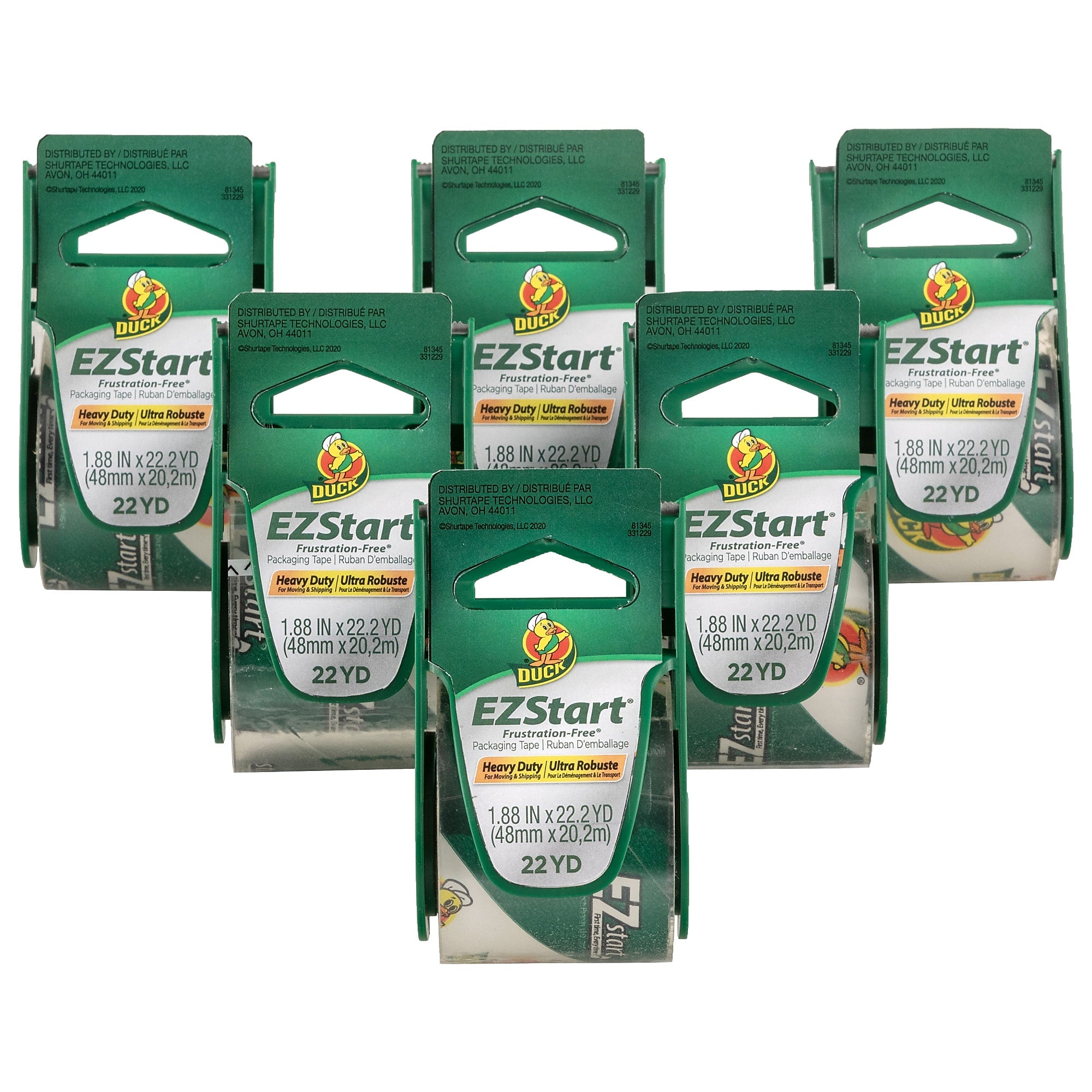 Duck EZ-Start Packing Tape with Dispenser, 1.88
