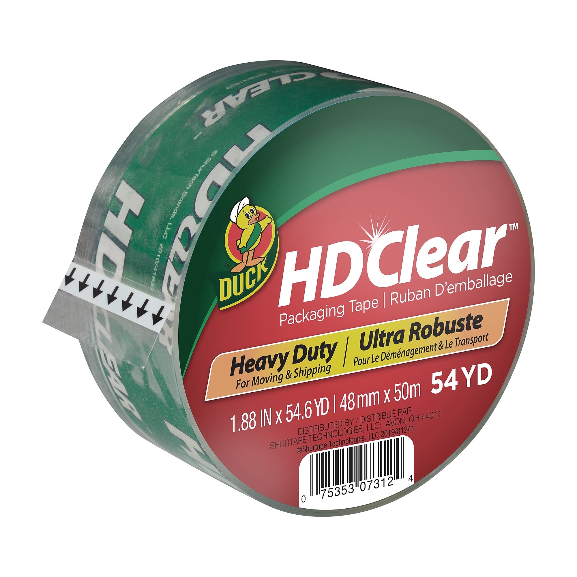 Duck HD Clear Heavy Duty Packing Tape, 1.88