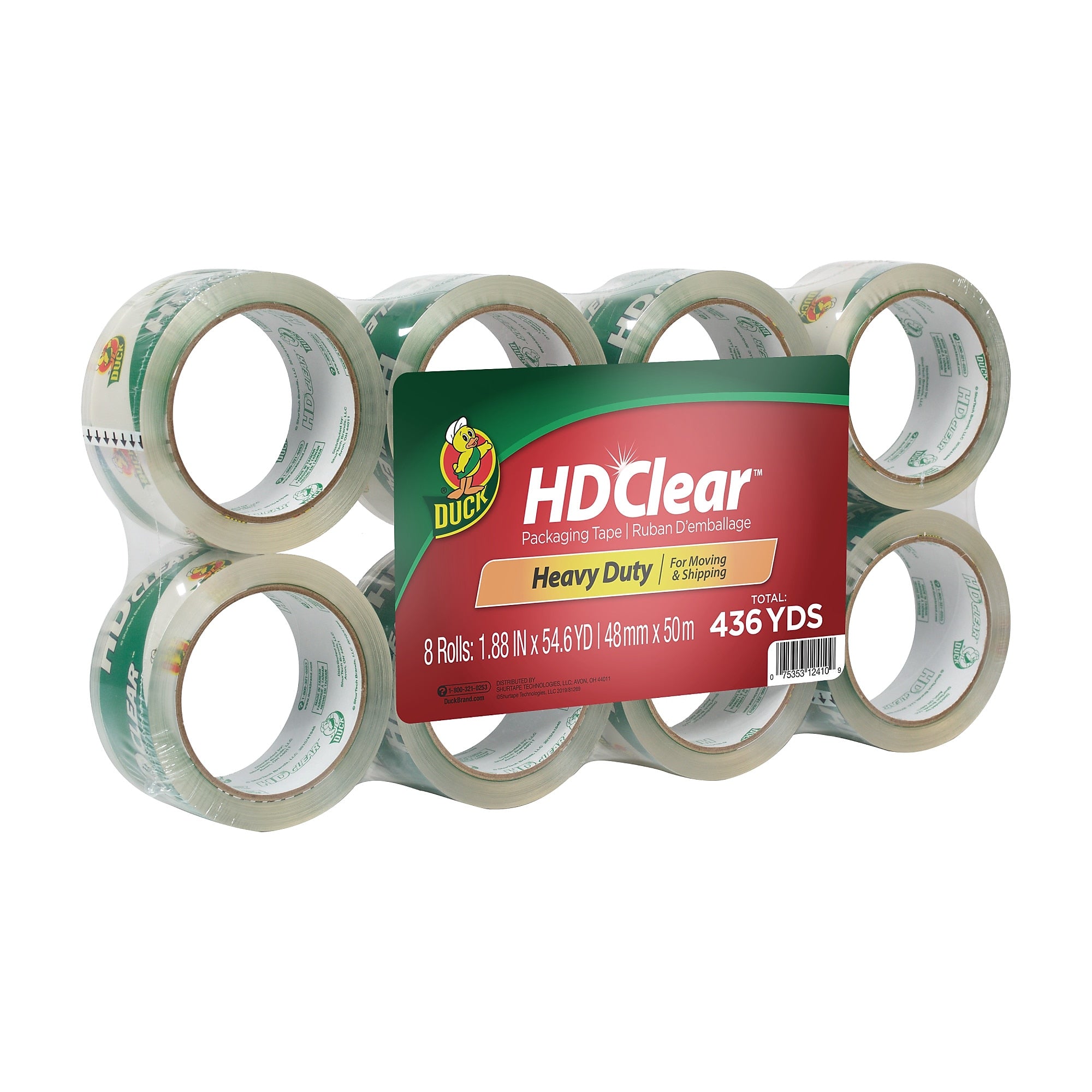 Duck HD Clear Heavy Duty Packing Tape, 1.88