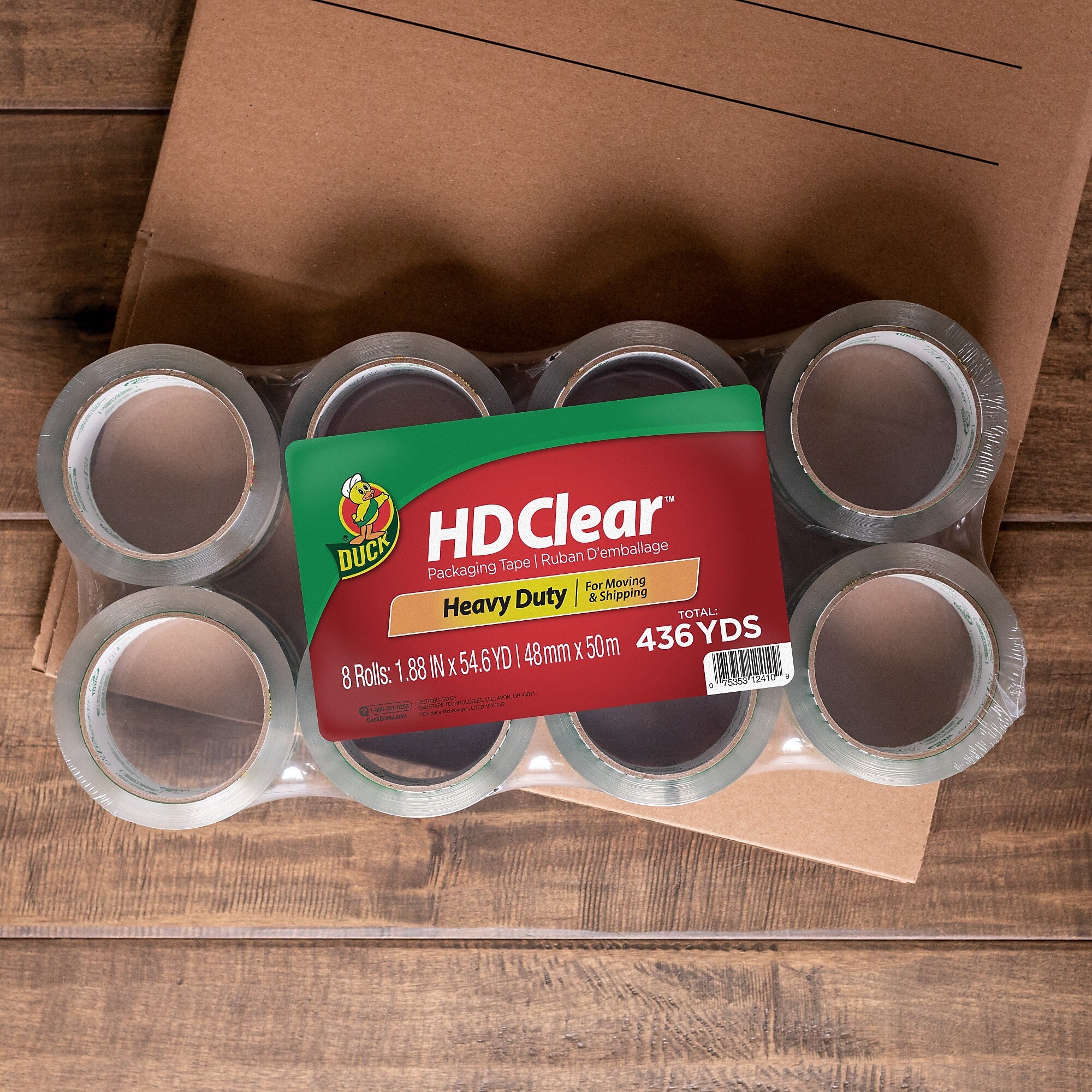 Duck HD Clear Heavy Duty Packing Tape, 1.88
