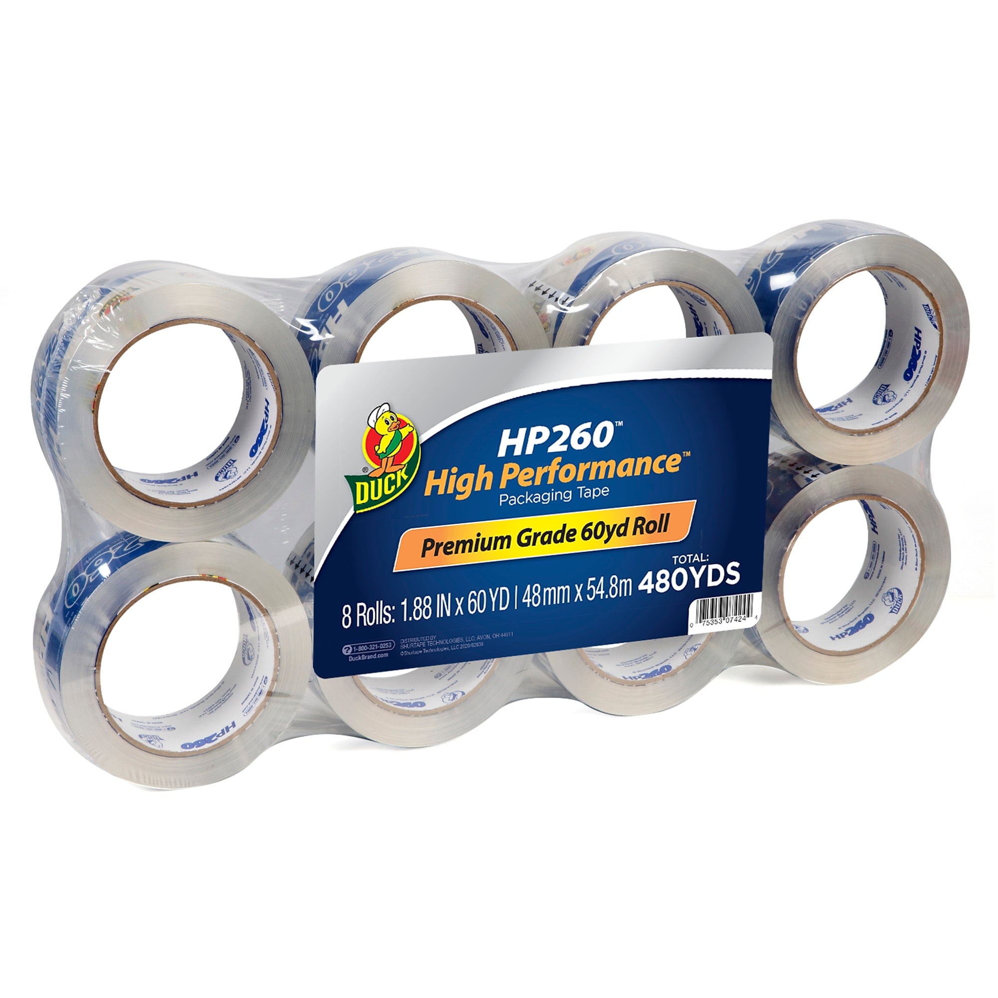 Duck HP260 Heavy Duty Packing Tape, 1.88