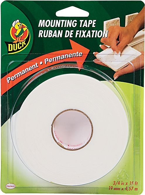 Duck Permanent Foam Mounting Tape, White, 3/4