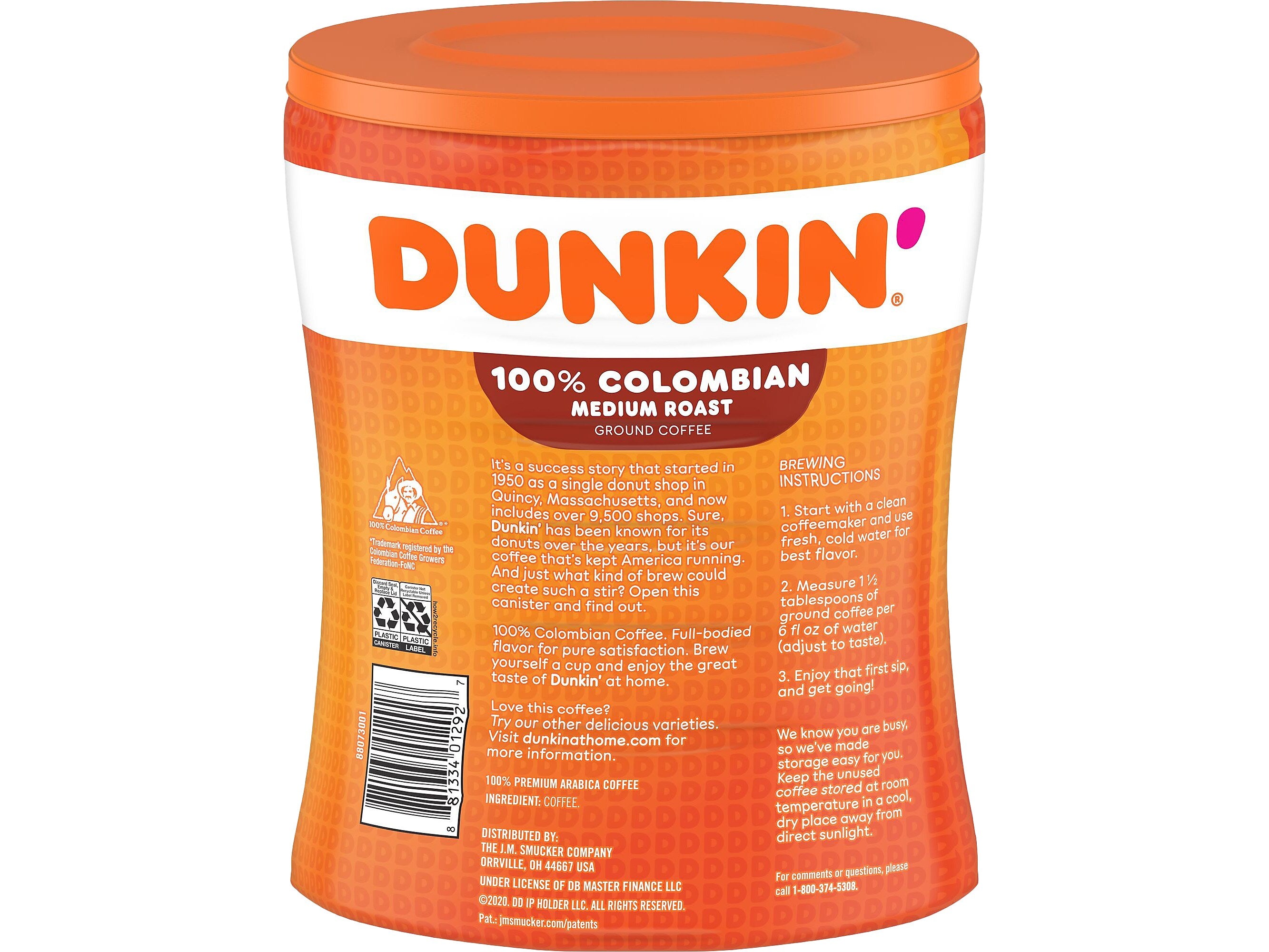 Dunkin' Colombian Ground Coffee, Medium Roast, 27.05 oz.