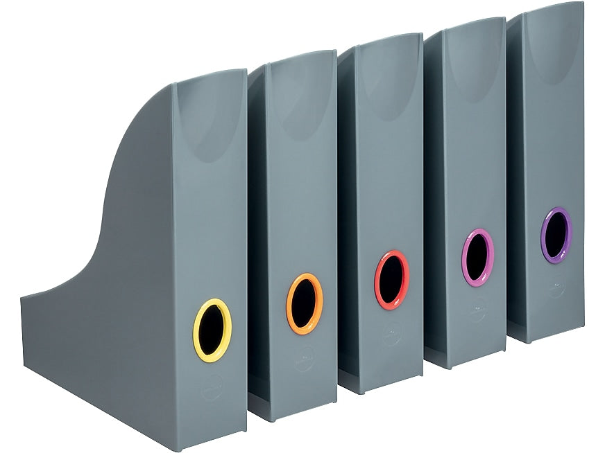 Durable VARICOLOR Plastic Magazine Racks, Gray/Multicolor, 5/Pack