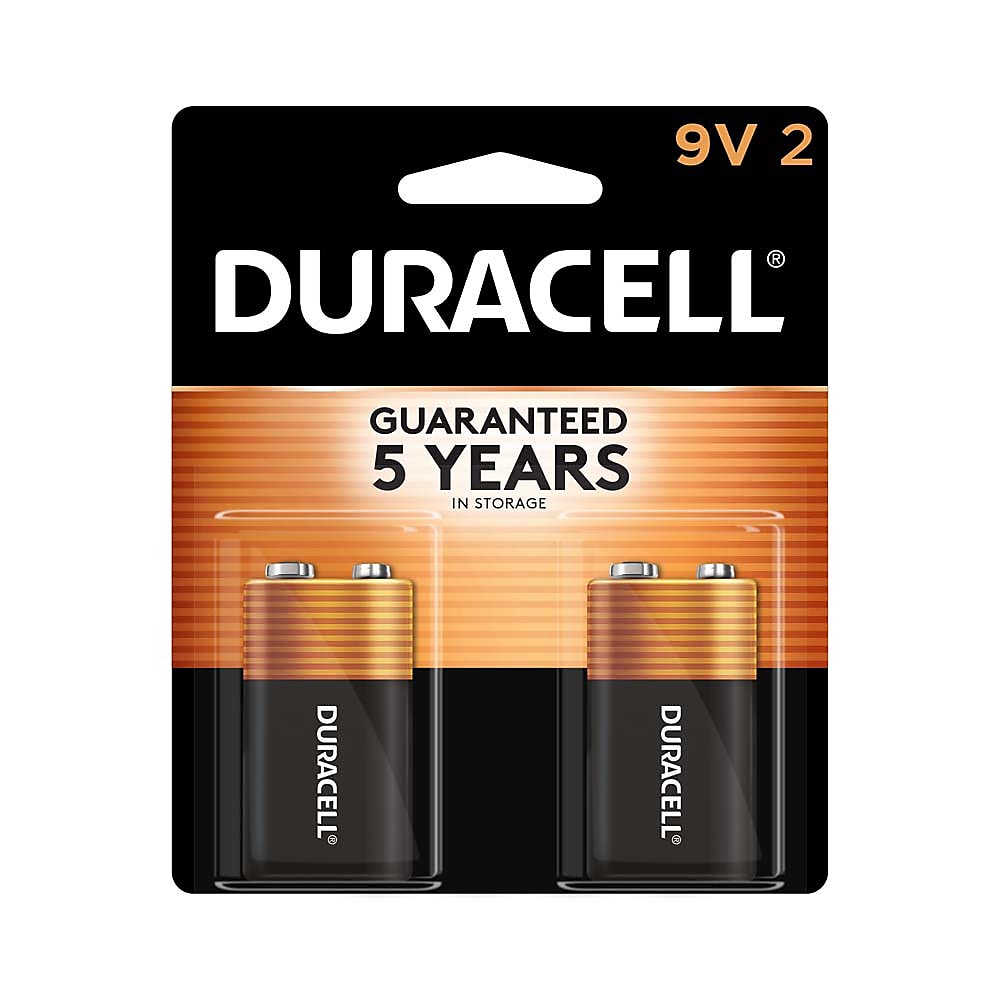 Duracell Coppertop 9V Alkaline Batteries, 2/Pack
