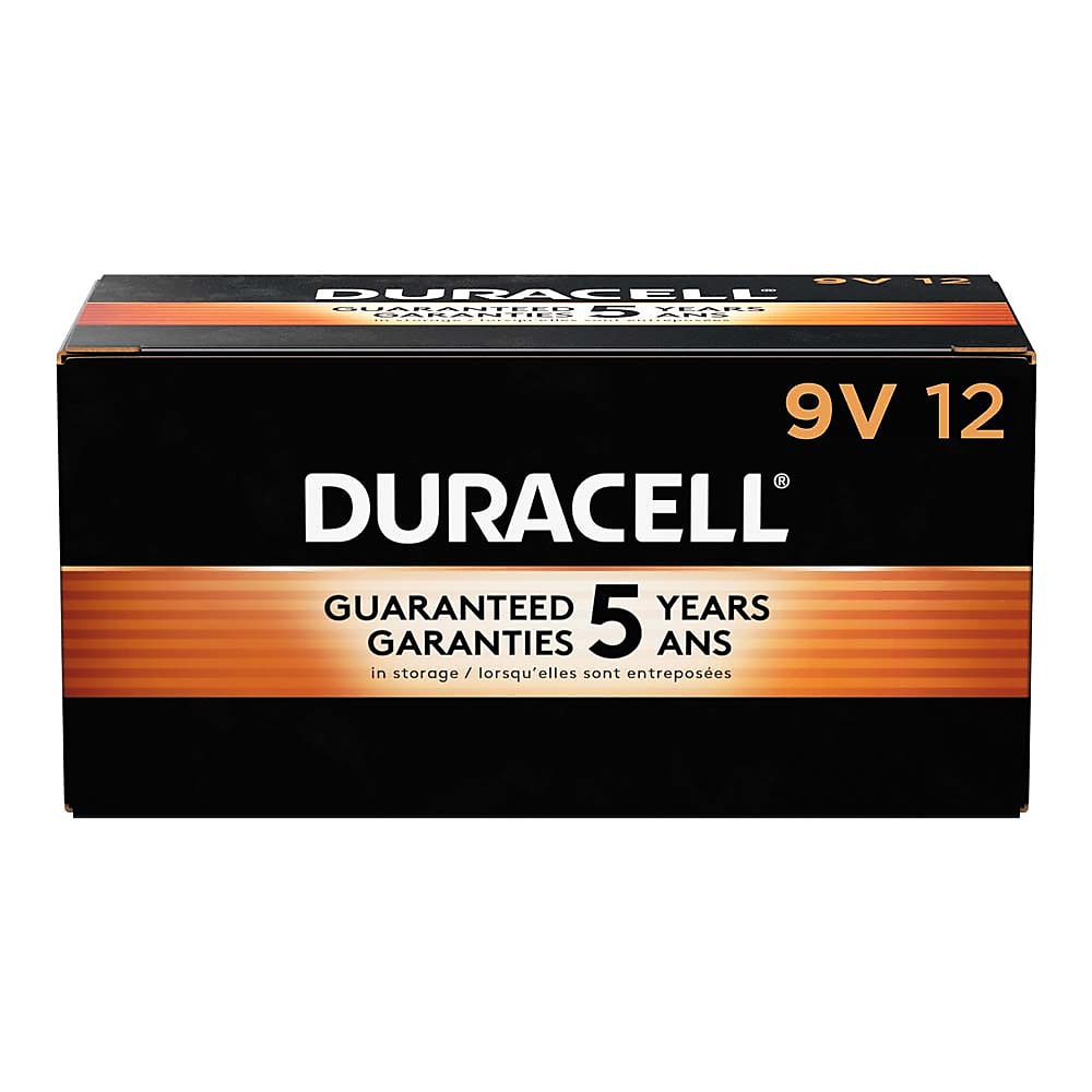 Duracell Coppertop 9V Alkaline Battery, 12/Pack