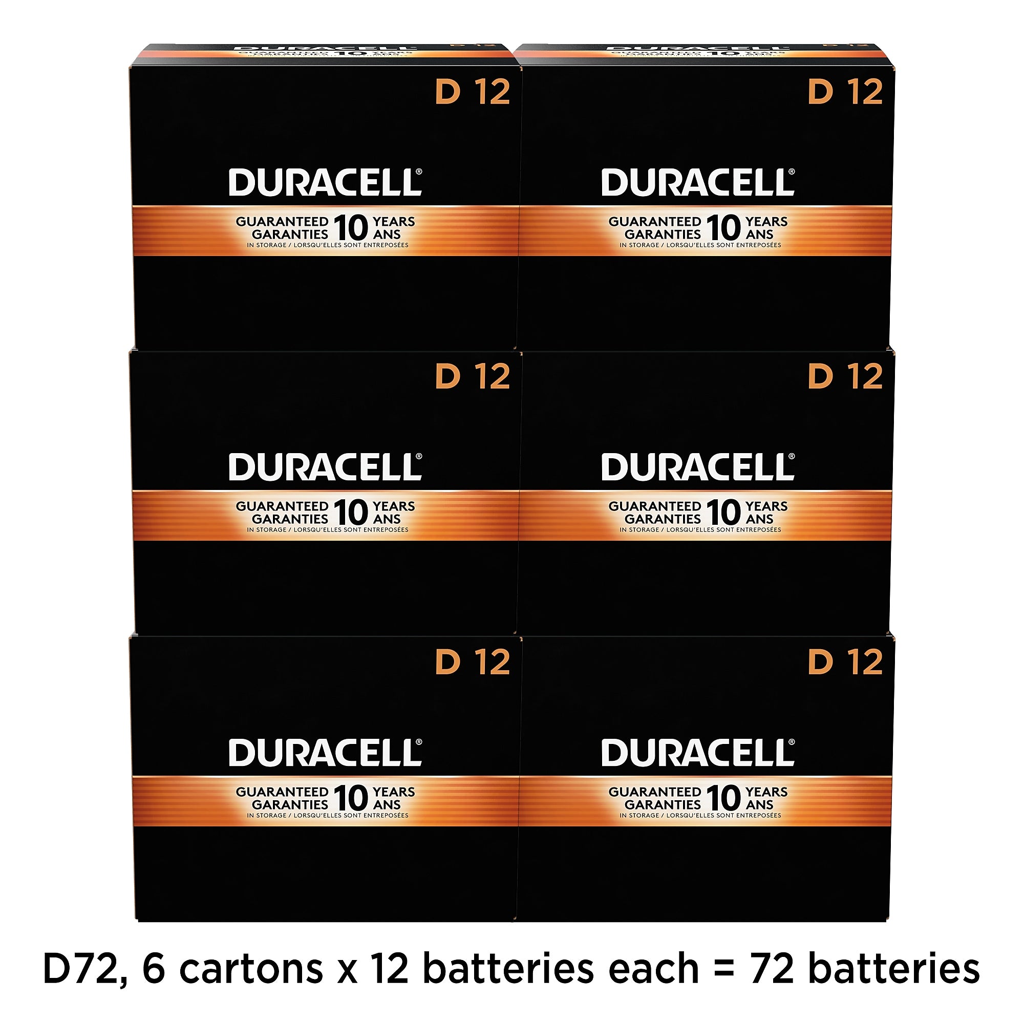 Duracell Coppertop D Alkaline Batteries, 72/Carton