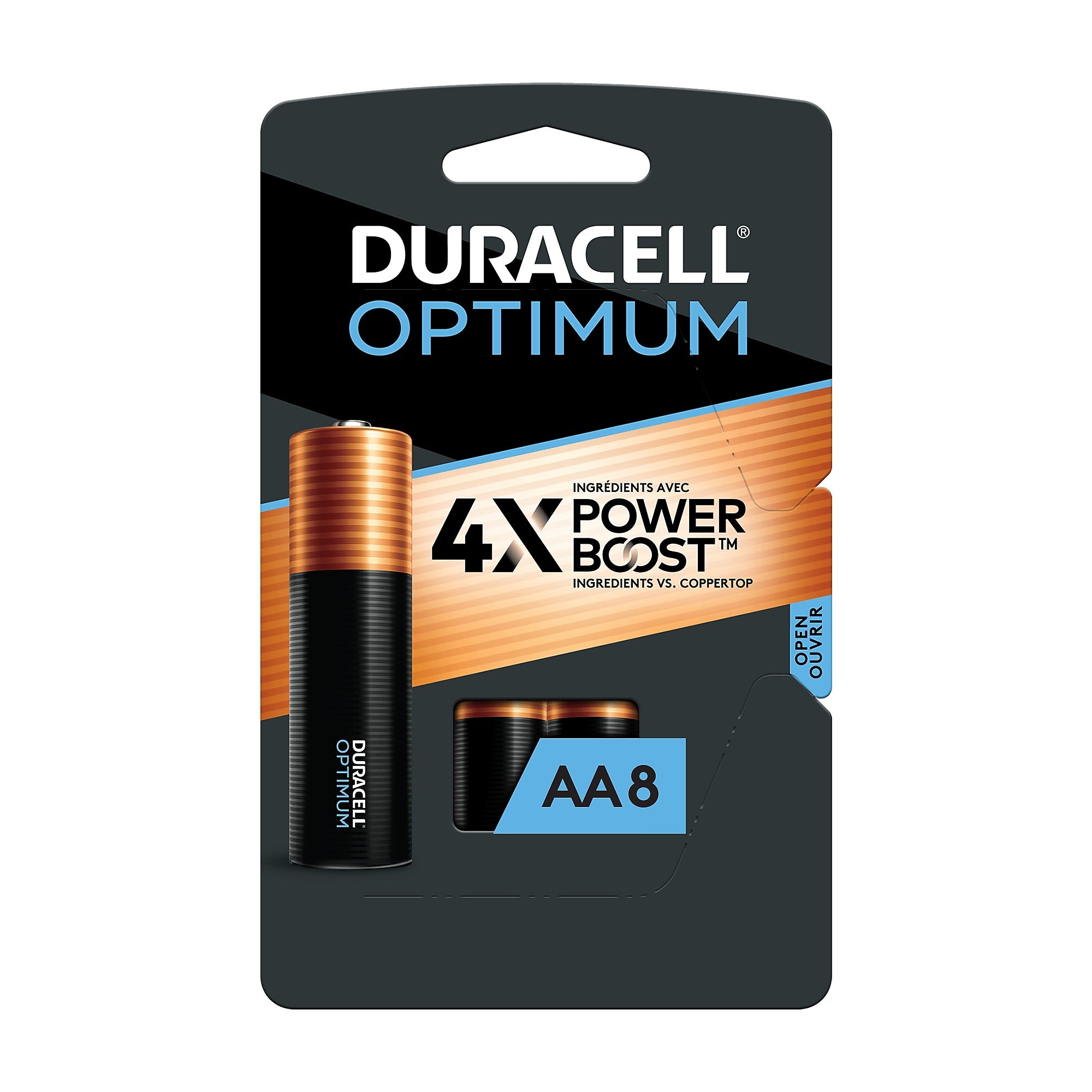 Duracell Optimum AA Alkaline Batteries, 8/Pack