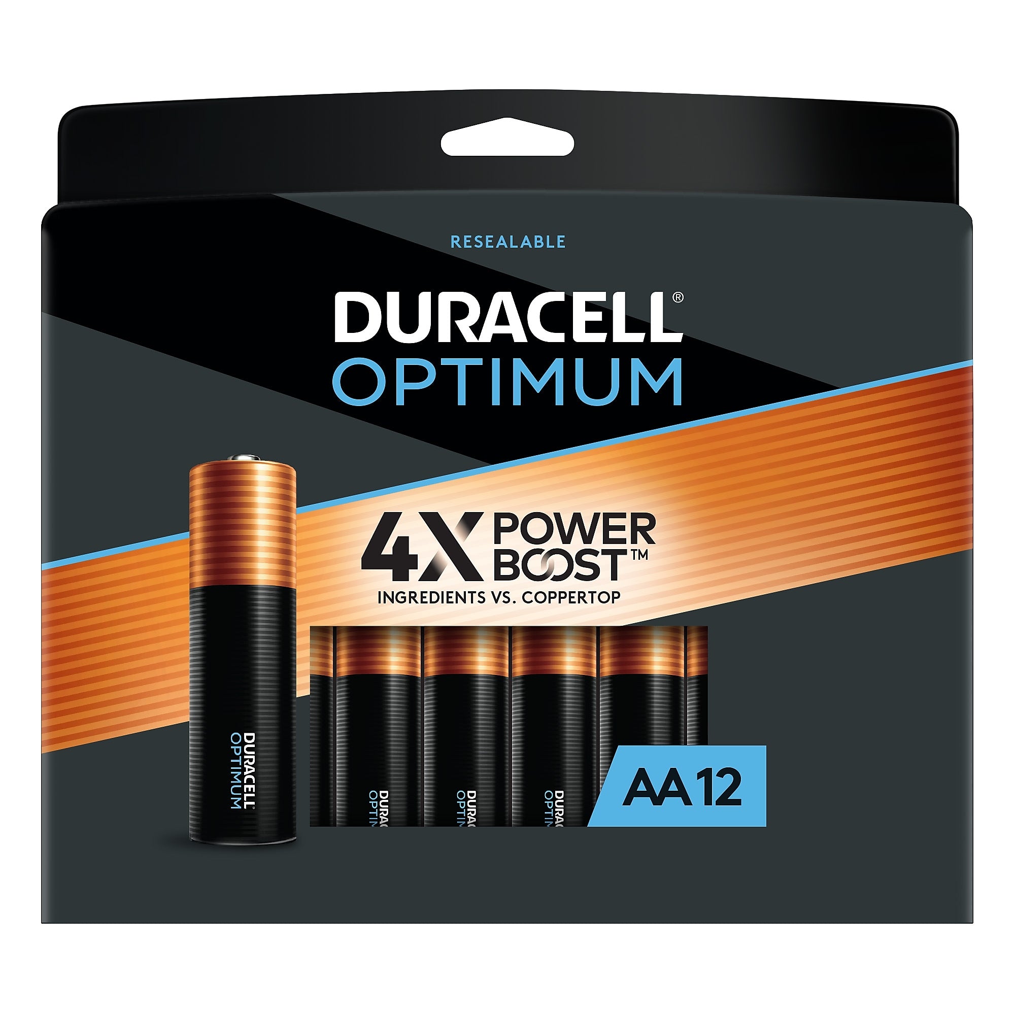 Duracell Optimum AA Alkaline Battery, 12/Pack