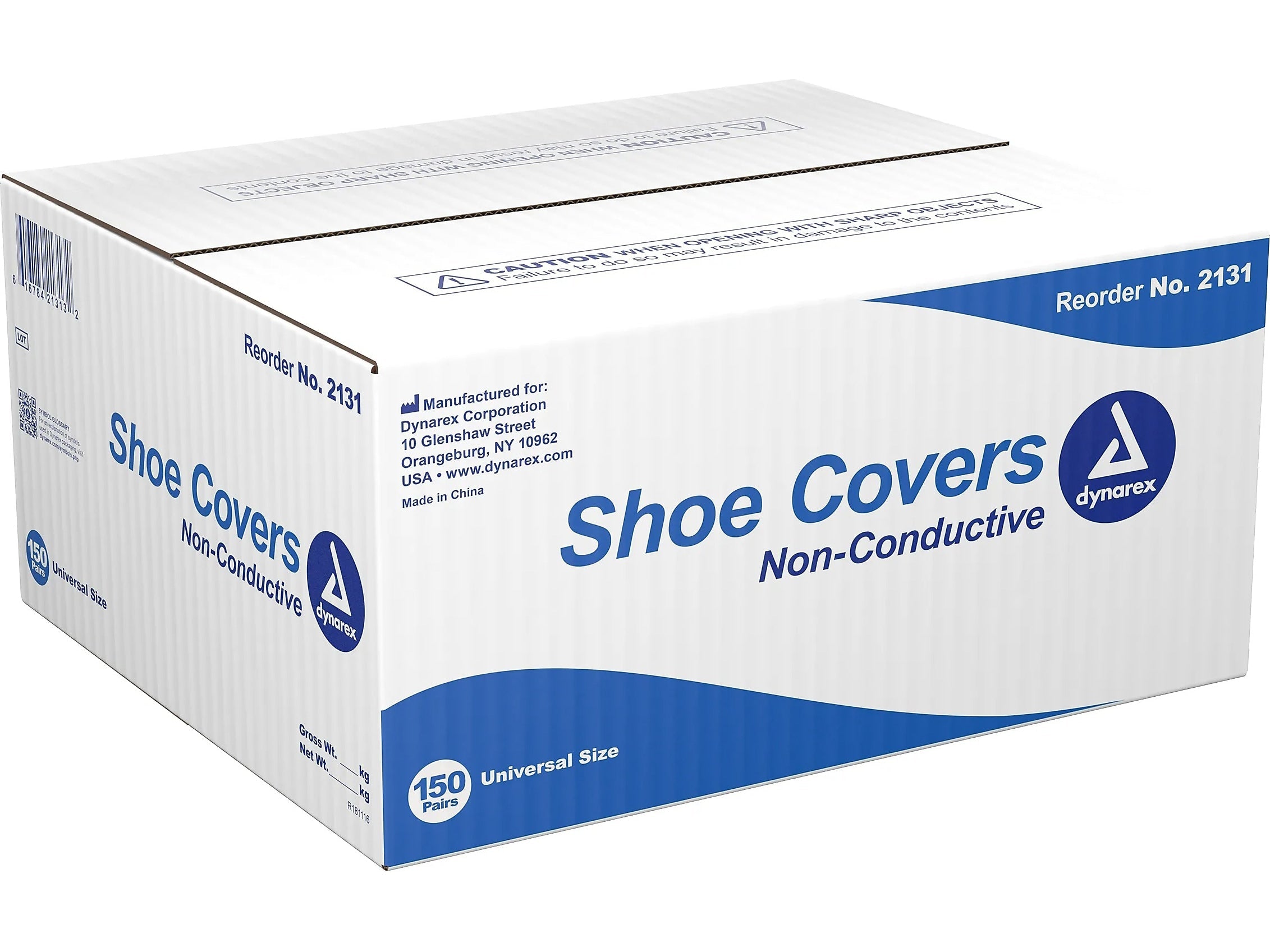 Dynarex Shoe Cover, One Size, Blue, 150 Pairs/Pack