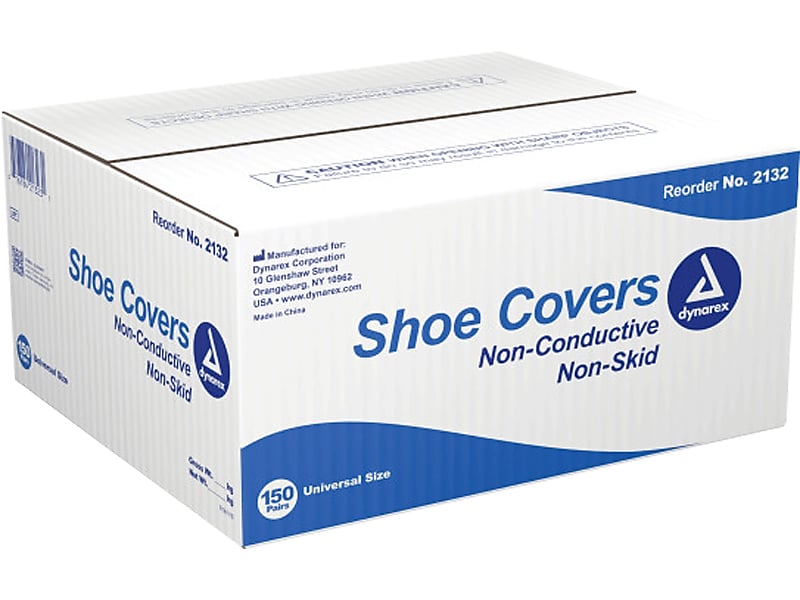 Dynarex Shoe Covers, One Size, Blue, 150 Pairs/Pack
