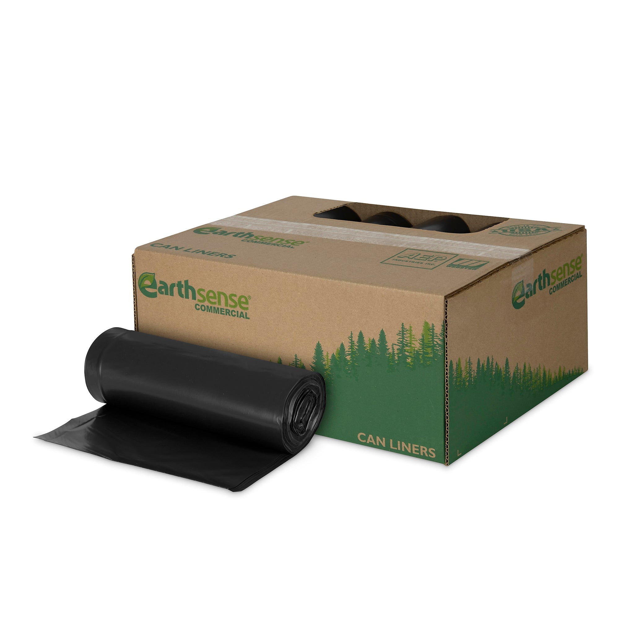 Earthsense 55-60 Gallon Commercial Recycled Trash Bags, Black, 100/Carton