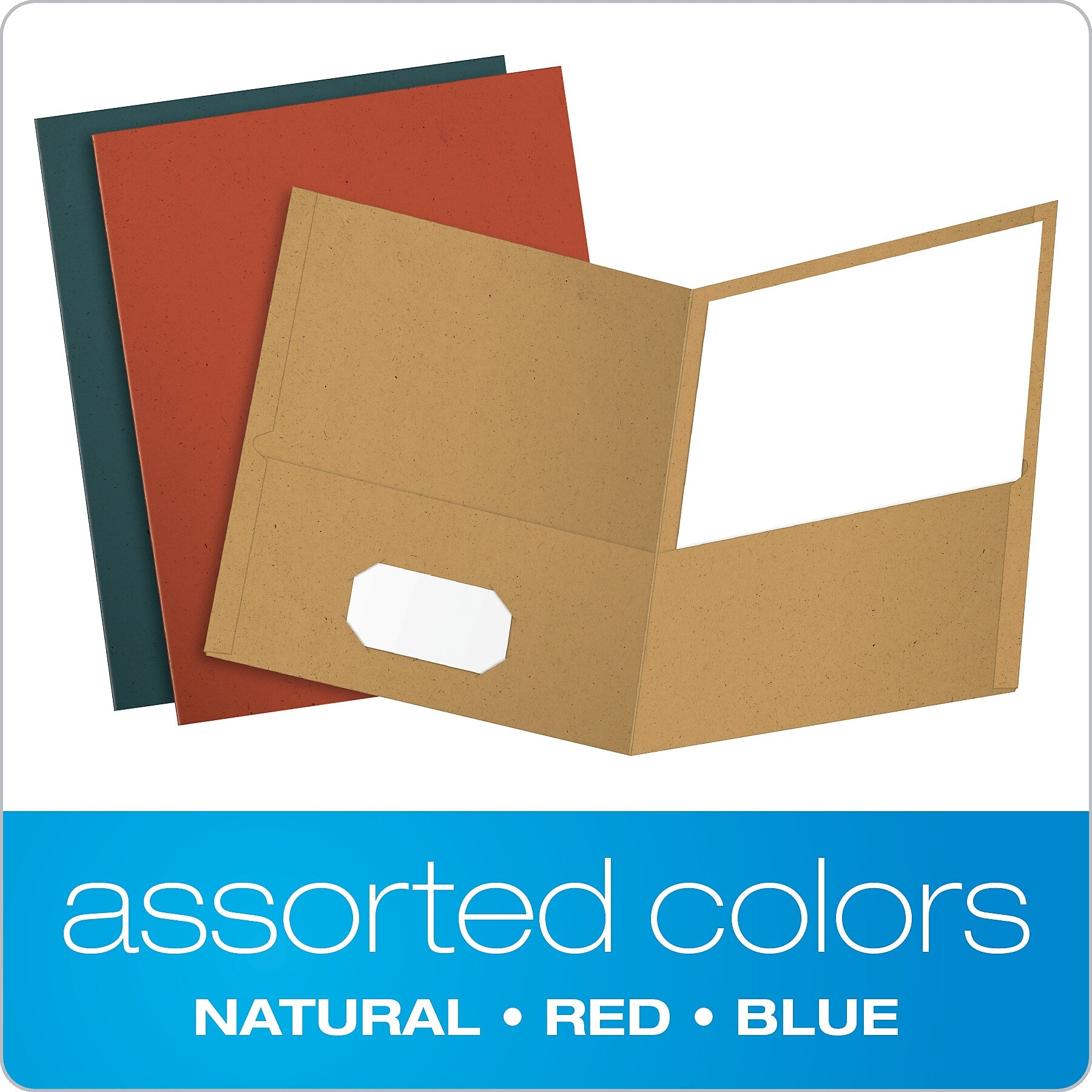 Earthwise by Oxford 2-Pocket Presentation Folders, Assorted Colors, 25/Box