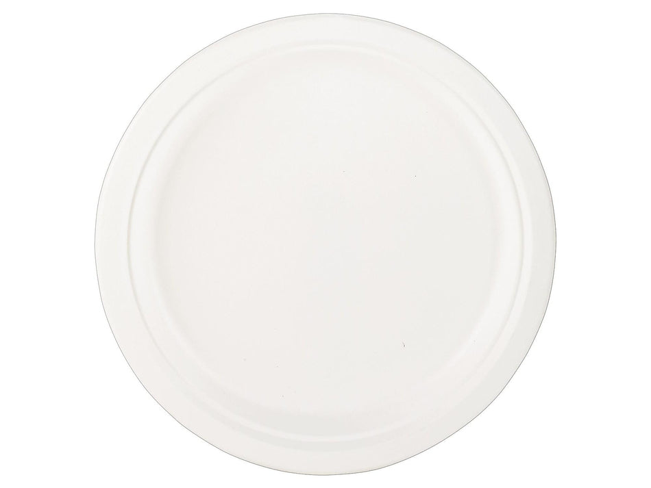 Eco-Products® Compostable Round Sugarcane Plate, 10" Natural White, 500/Carton