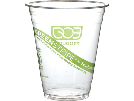 Eco-Products GreenStripe Cold Cups, 12 Oz., Transparent/Green, 50/Pack