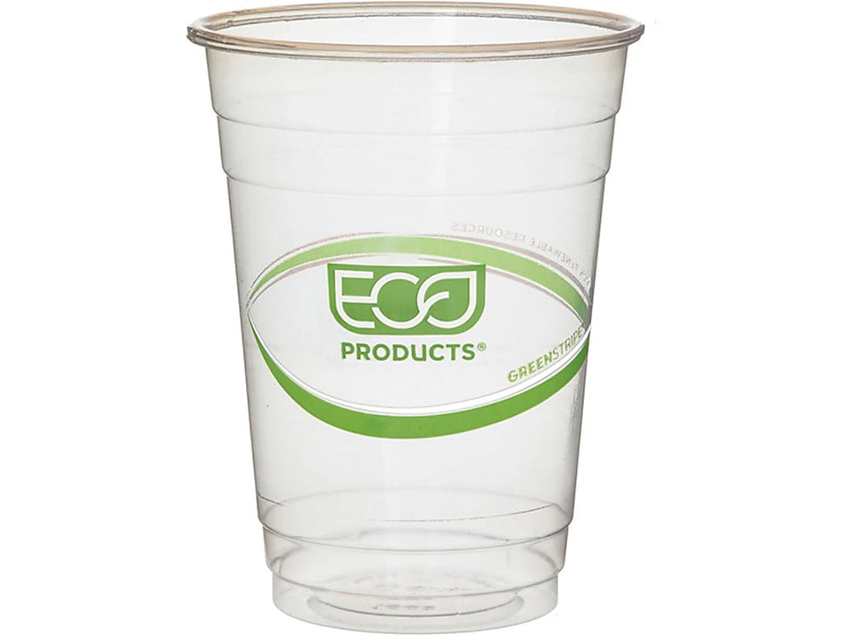 Eco-Products GreenStripe PLA Cold Cup, 16 oz., Clear/Green, 50 Cups/Pack, 20 Packs/Box