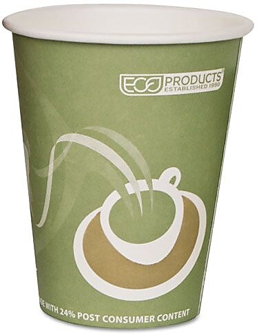 Eco-Products® World Art™ Compostable Hot Cups, 12 oz, Green, 50/Pack