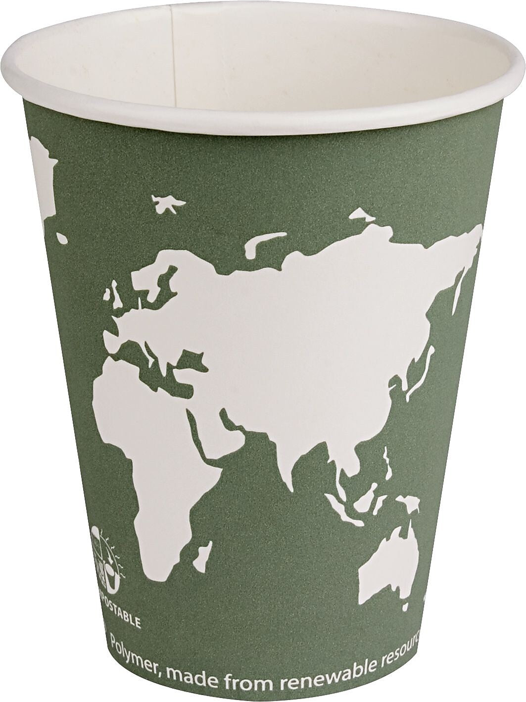 Eco-Products® World Art™ Compostable Hot Cups, 12 oz, Green, 50/Pack