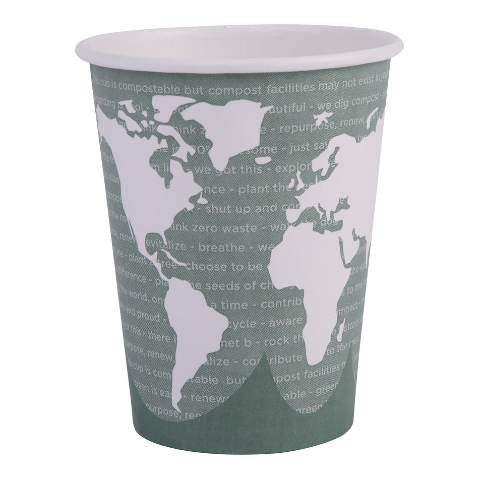 Eco-Products World Art Hot Cups, 12 oz., Gray/White, 1000/Carton